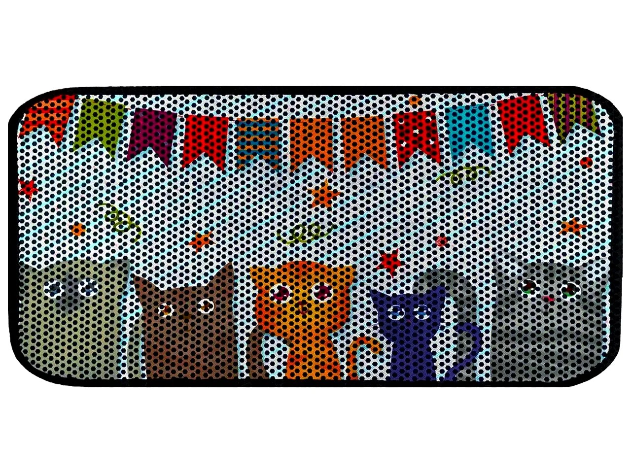 RİGA Baskılı XL Kedi Kumu Paspası | Elekli Kedi Tuvalet Önü Paspası | Renkli Kedi Paspası - Party
