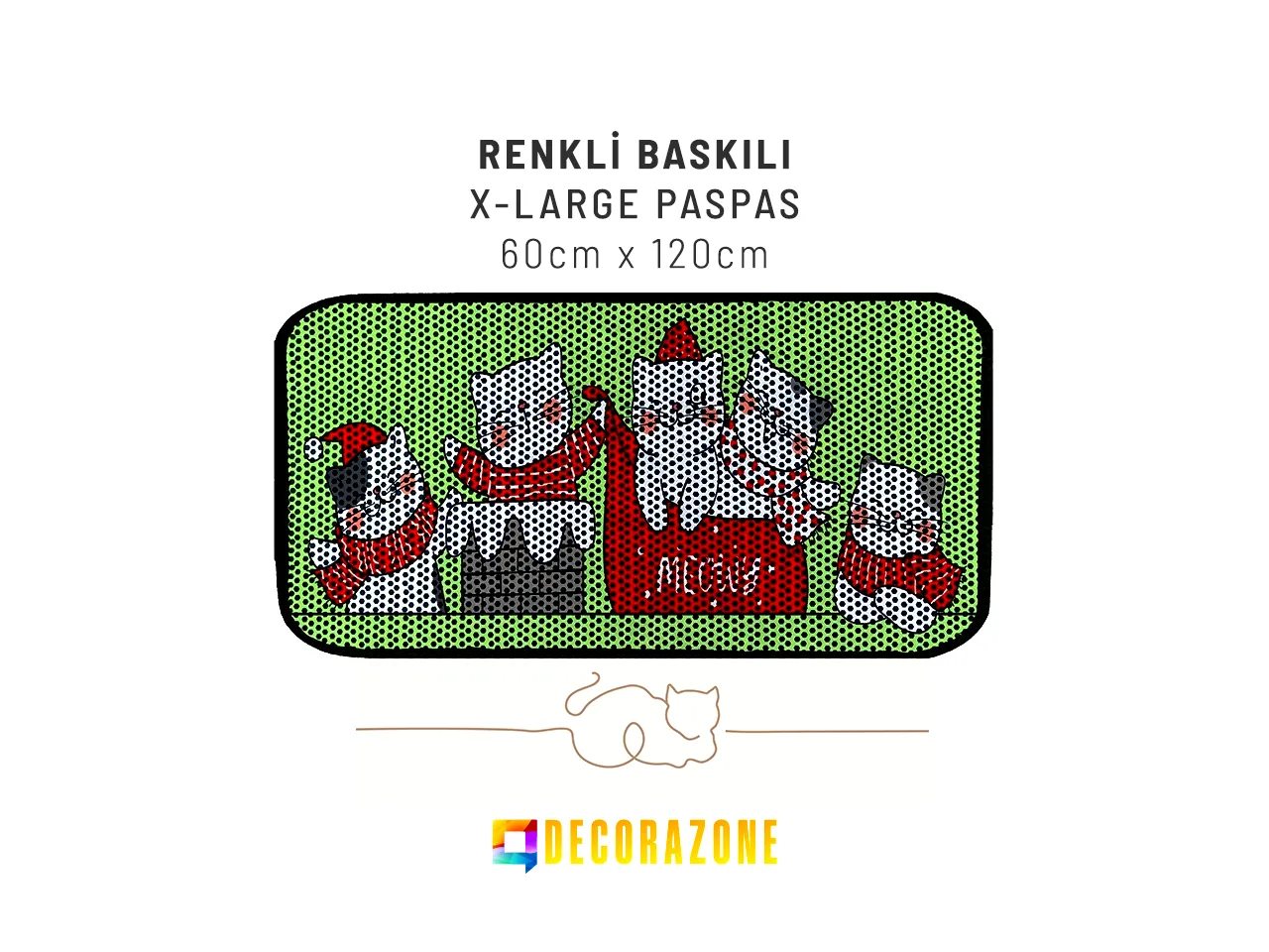 RİGA Baskılı XL Kedi Kumu Paspası | Elekli Kedi Tuvalet Önü Paspası | Renkli Kedi Paspası - GreenMeow