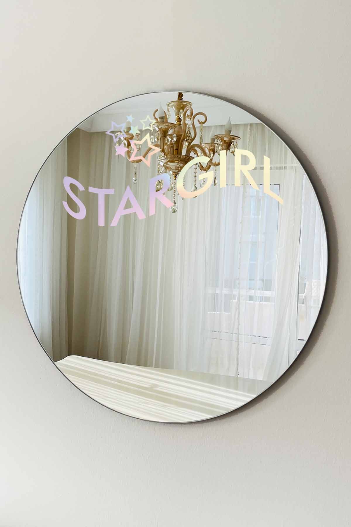 MORA Serisi Yuvarlak Ayna | Dekoratif Ayna | Özel Tasarım Baskılı Ayna - StarGirl