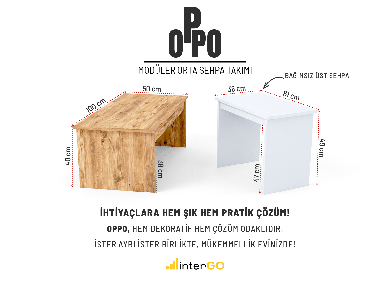 OPPO Modüler Orta Sehpa Takımı | Bağımsız Sehpalar