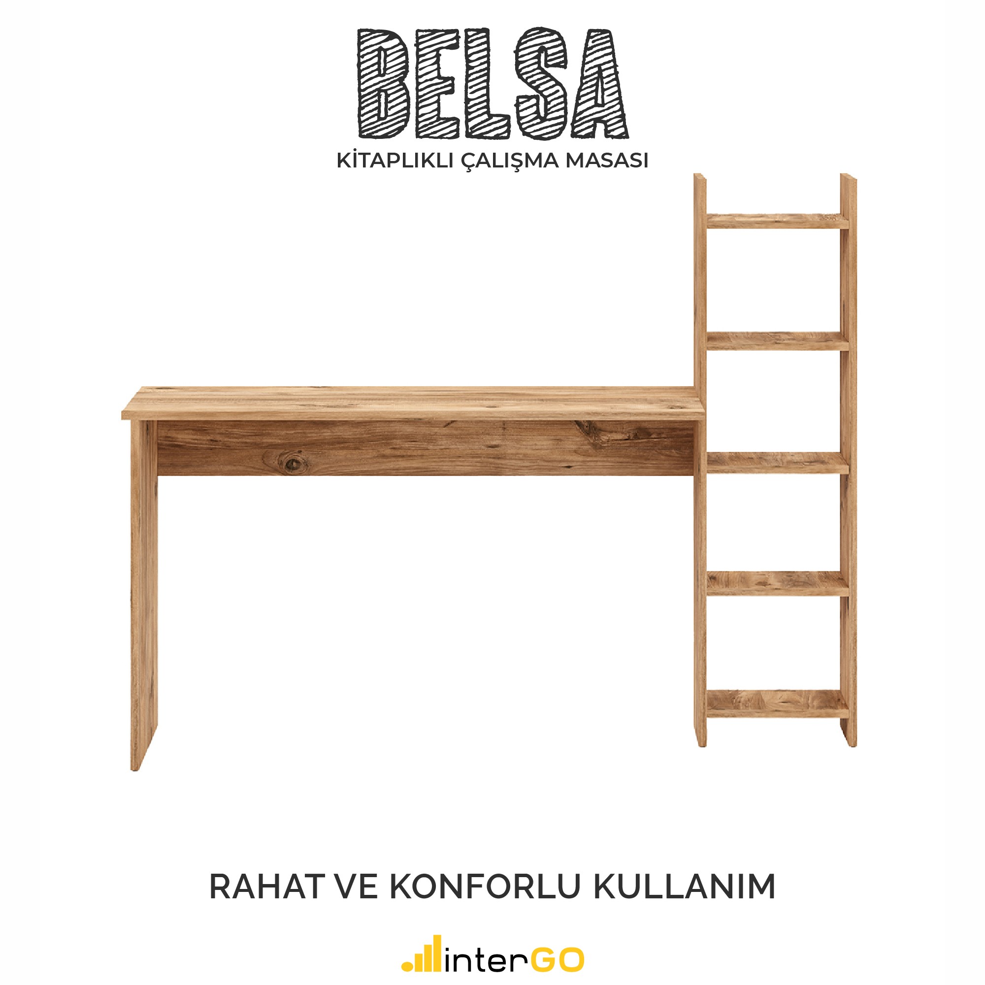 BELSA | Kitaplıklı Çalışma Masası - Atlantik Çam