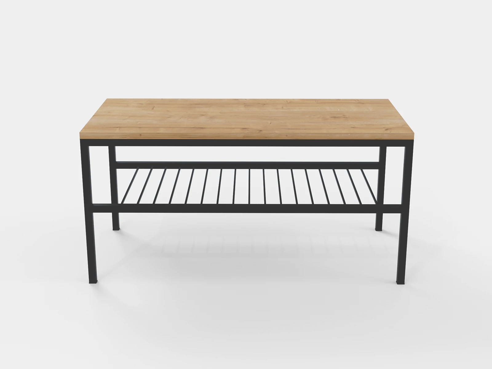 OMVO Metal Orta Sehpa | 2 Raflı Orta Sehpa - Safir Meşe