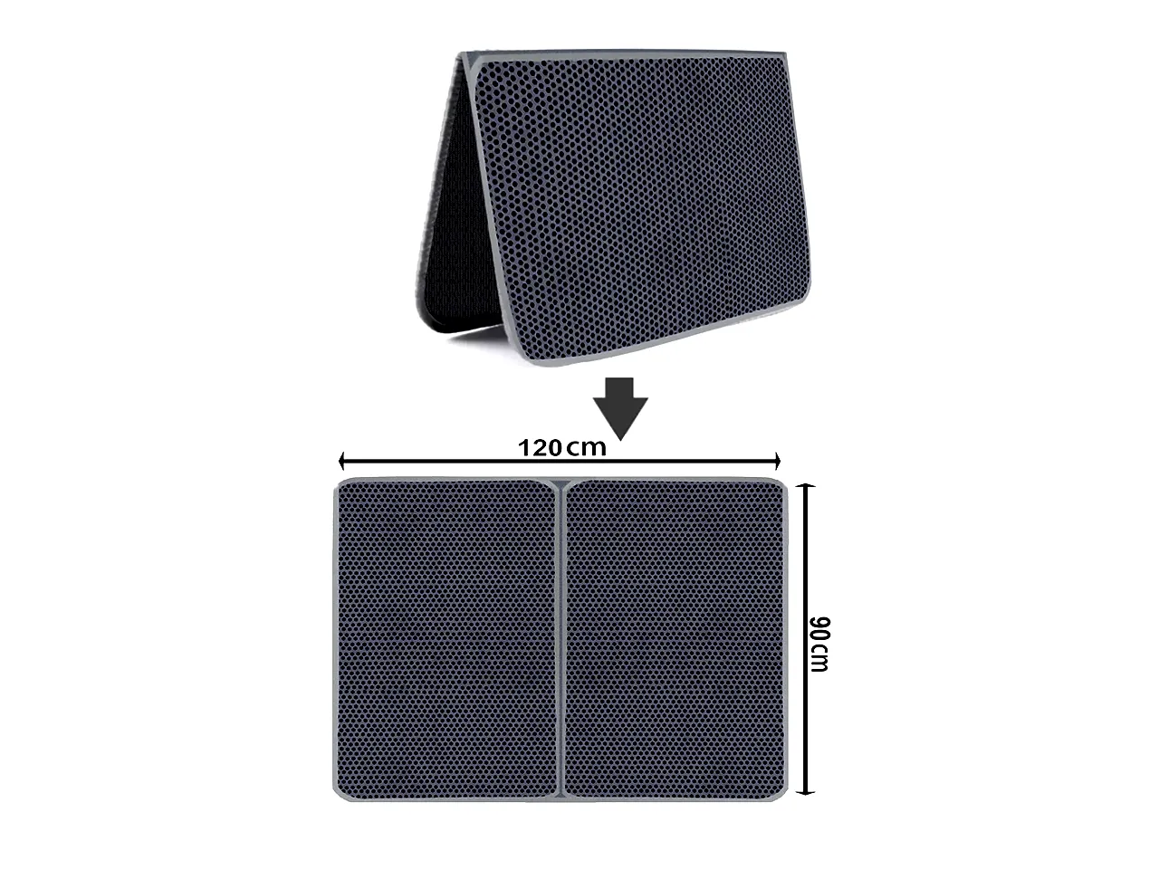 PASPET Gri Kedi Kumu Paspası | Elekli Kedi Tuvalet Önü Paspası | Düz Gri Kedi Paspası - 3XL Premium- 90cm x 120cm