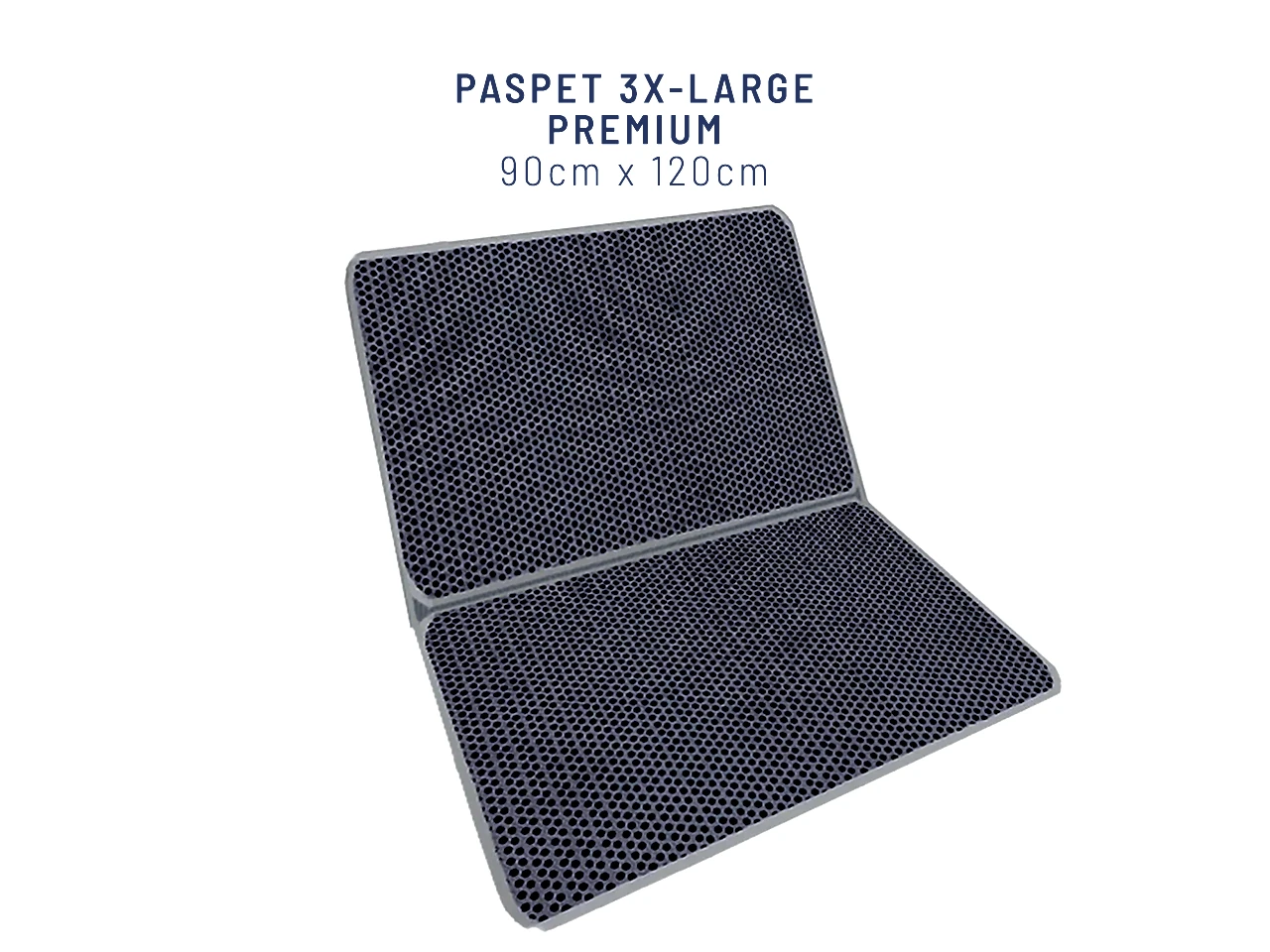 PASPET Gri Kedi Kumu Paspası | Elekli Kedi Tuvalet Önü Paspası | Düz Gri Kedi Paspası - 3XL Premium- 90cm x 120cm