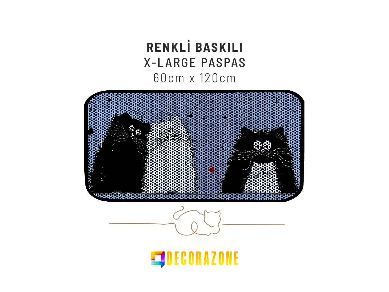 RİGA Baskılı XL Kedi Kumu Paspası | Elekli Kedi Tuvalet Önü Paspası | Renkli Kedi Paspası - Envy