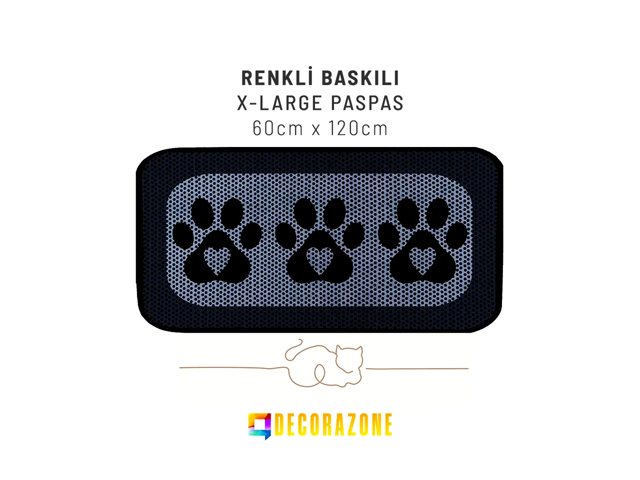 RİGA Baskılı XL Kedi Kumu Paspası | Elekli Kedi Tuvalet Önü Paspası | Renkli Kedi Paspası - PawGrey