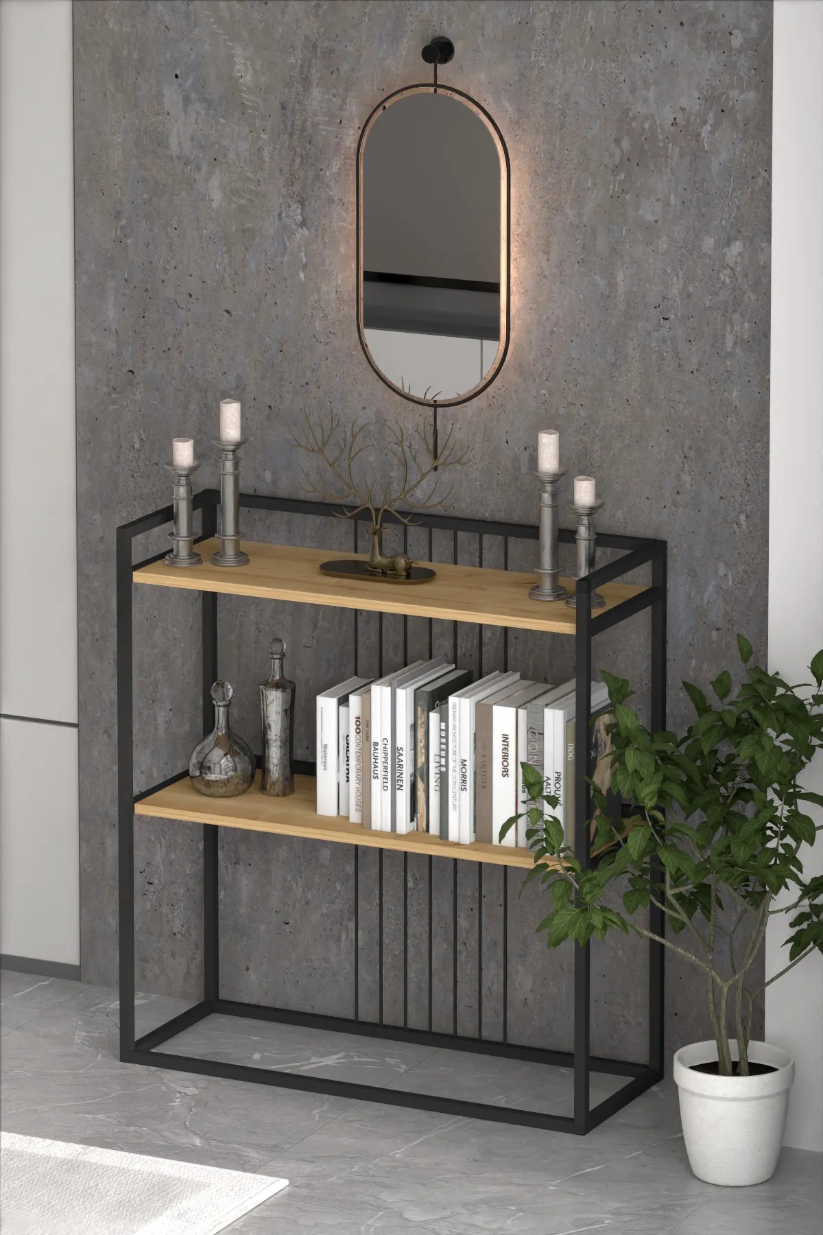 DRESA | 2 Raflı Metal Dresuar | Salon Düzenleyici | Konsol