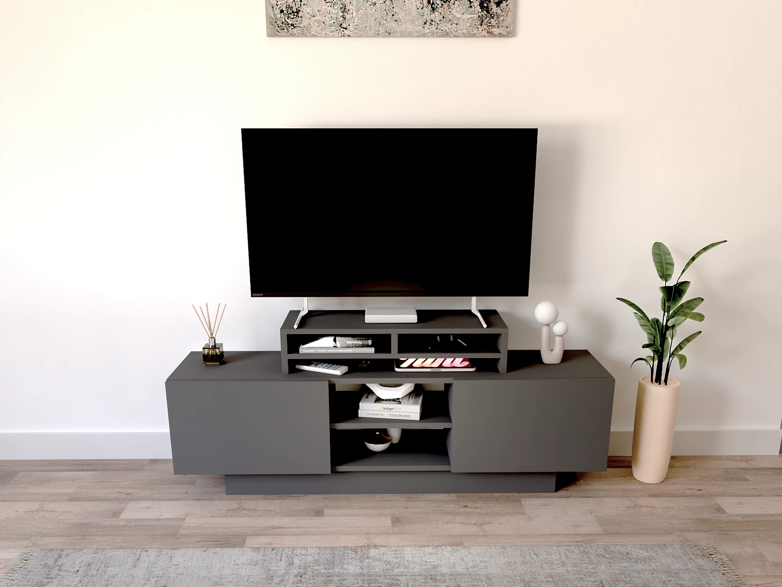 UPPA Masaüstü Organizer Set / TV-Monitör Yükseltici Stand - Antrasit