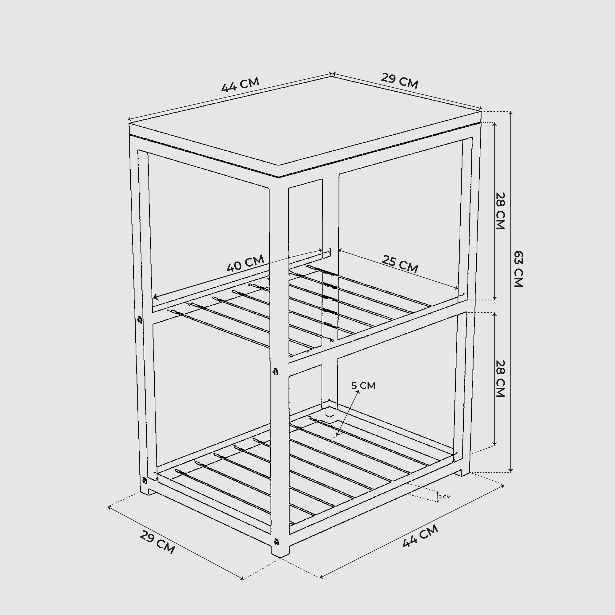 TEDİ Metal Ayaklı Dekoratif Tel Raflı Yan Sehpa