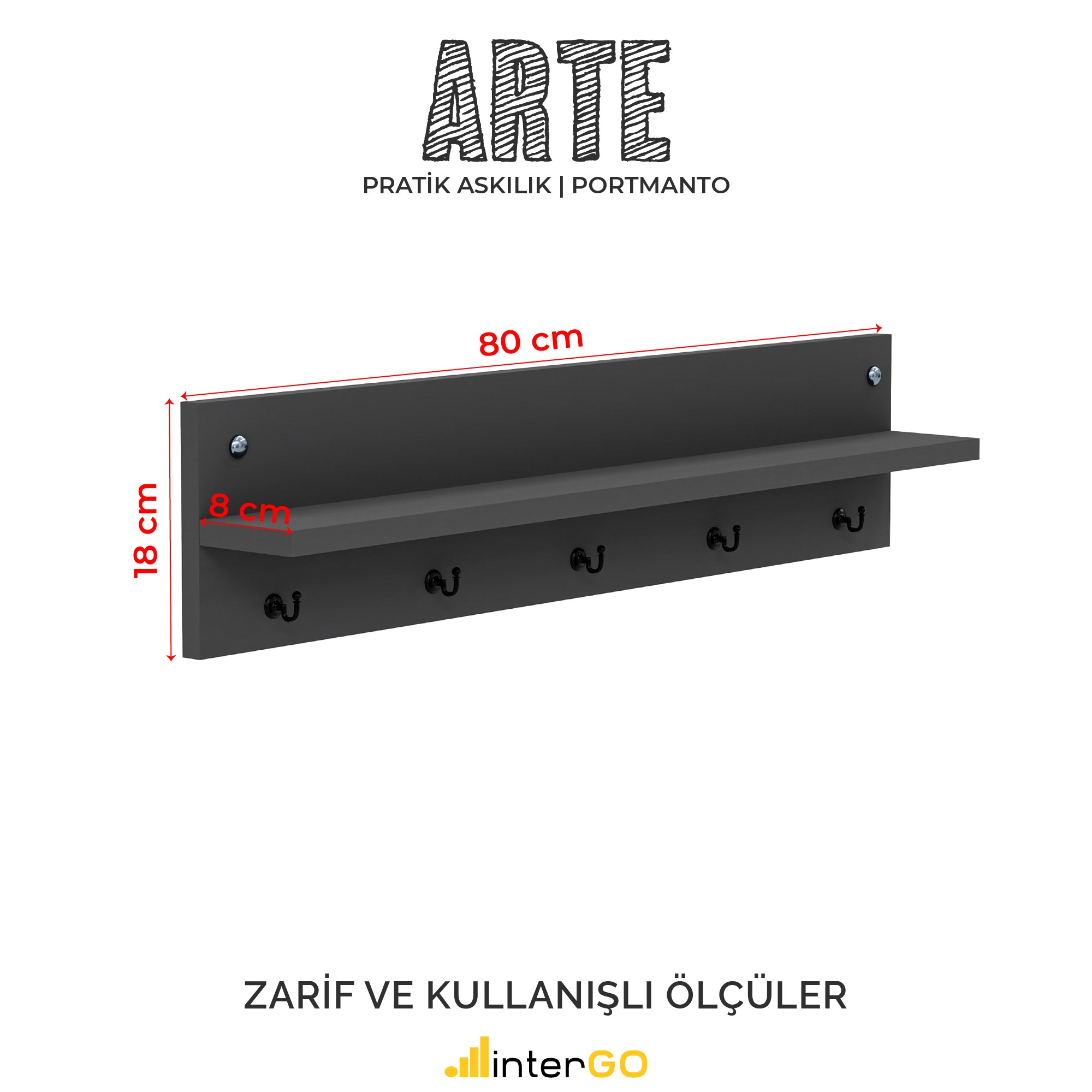 ARTE Modern Askılık | Antre Askılık | Vestiyer - Antrasit