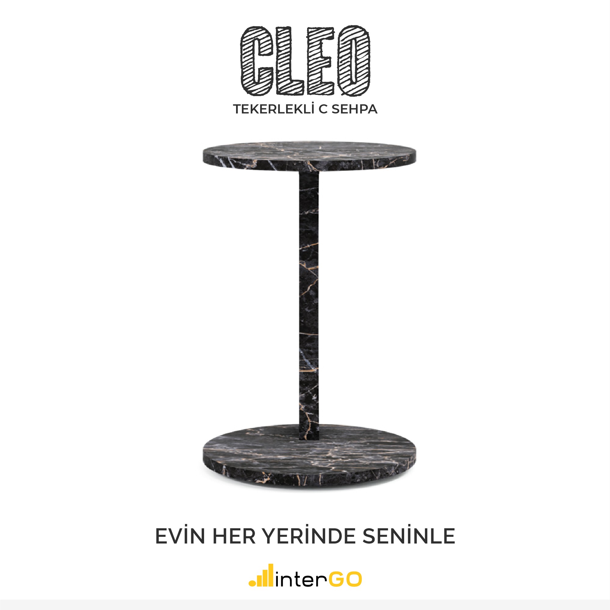 CLEO - Tekerlekli C Yan Sehpa - Bendir