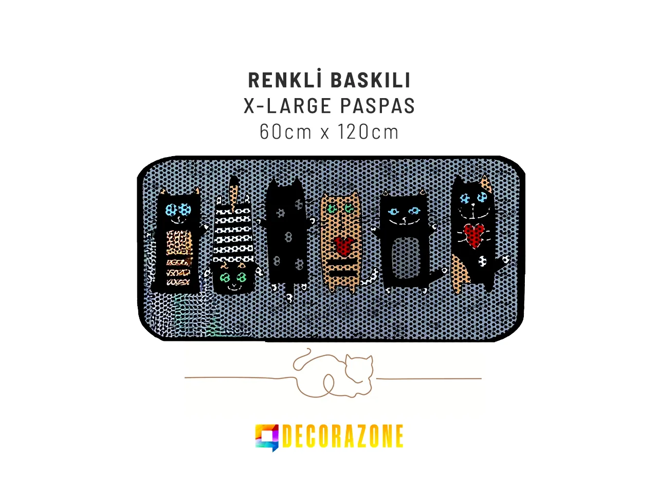 RİGA Baskılı XL Kedi Kumu Paspası | Elekli Kedi Tuvalet Önü Paspası | Renkli Kedi Paspası - Lovely