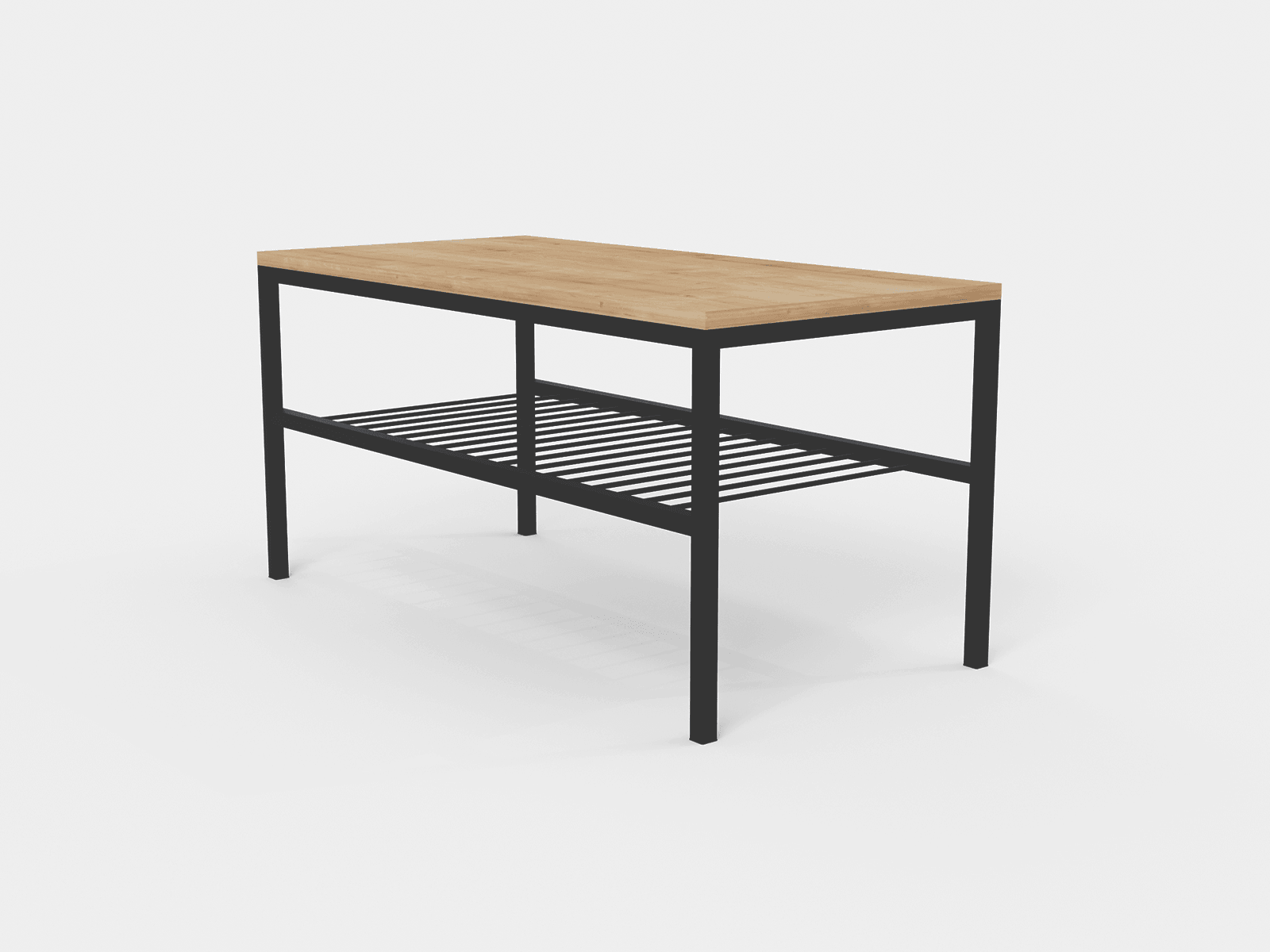 OMVO Metal Orta Sehpa | 2 Raflı Orta Sehpa - Safir Meşe