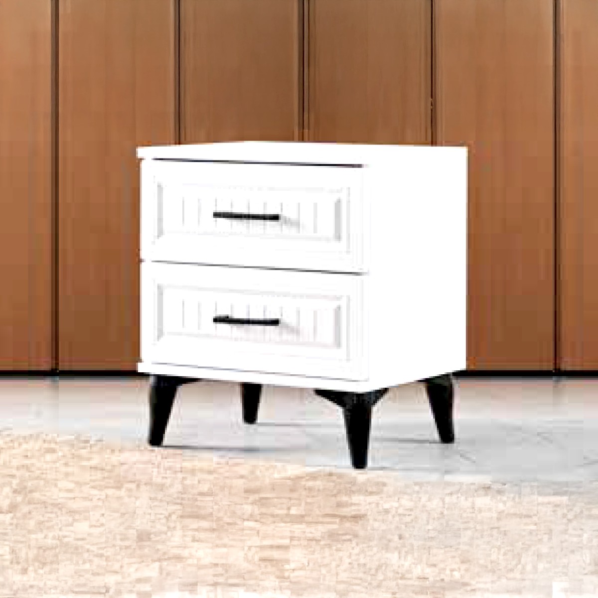 NORA 2 Çekmeceli Komodin | MDF Kapaklı Komodin | 50 cm Minimalist Komodin