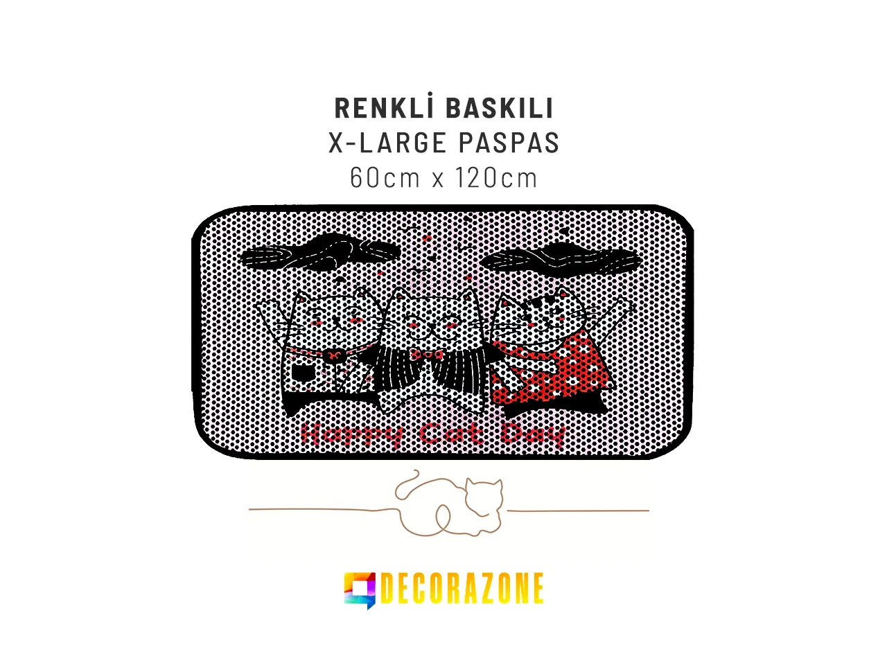 RİGA Baskılı XL Kedi Kumu Paspası | Elekli Kedi Tuvalet Önü Paspası | Renkli Kedi Paspası - CatDay