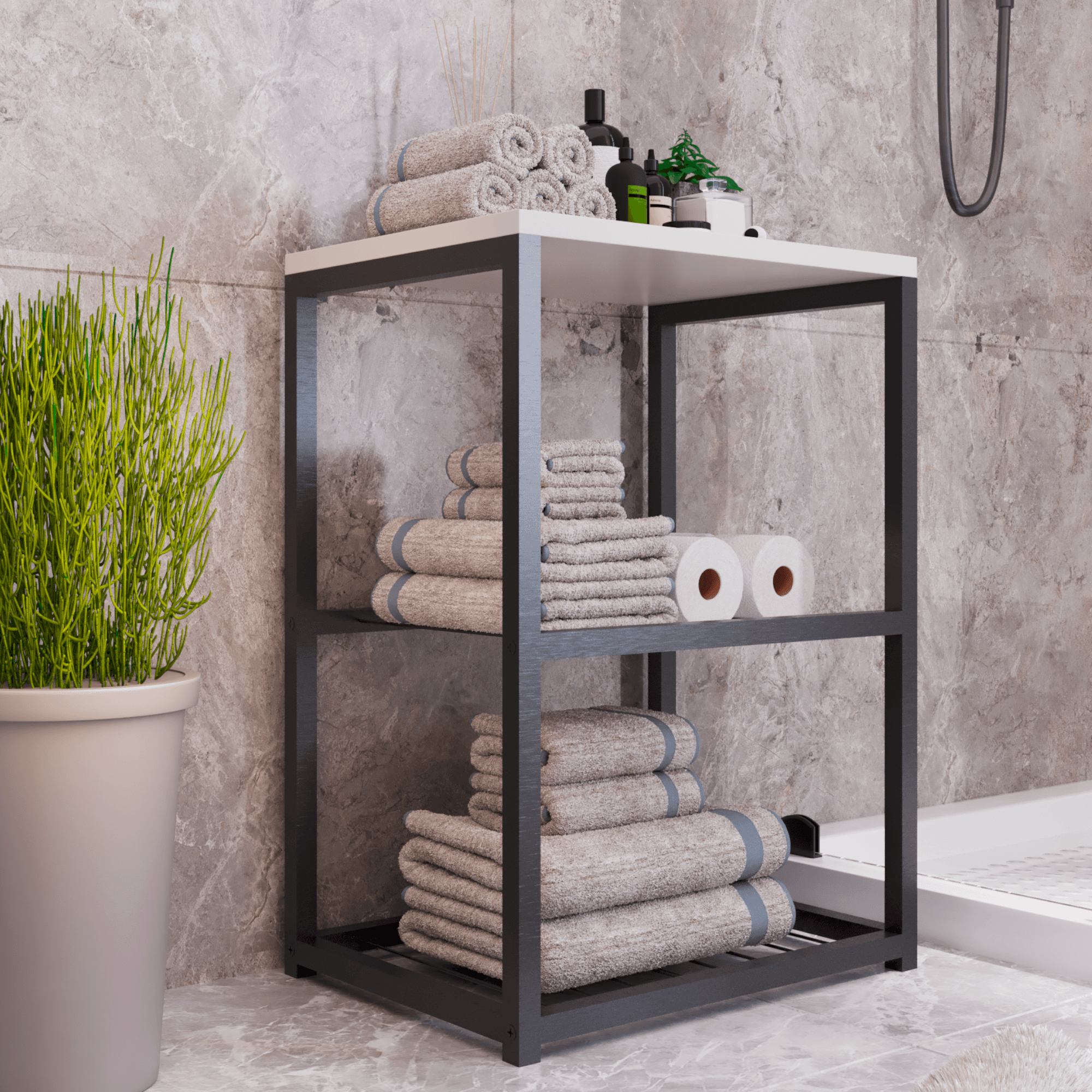 BRAFF Banyo Rafı Organizer Tel Raflı - Kumtaşı