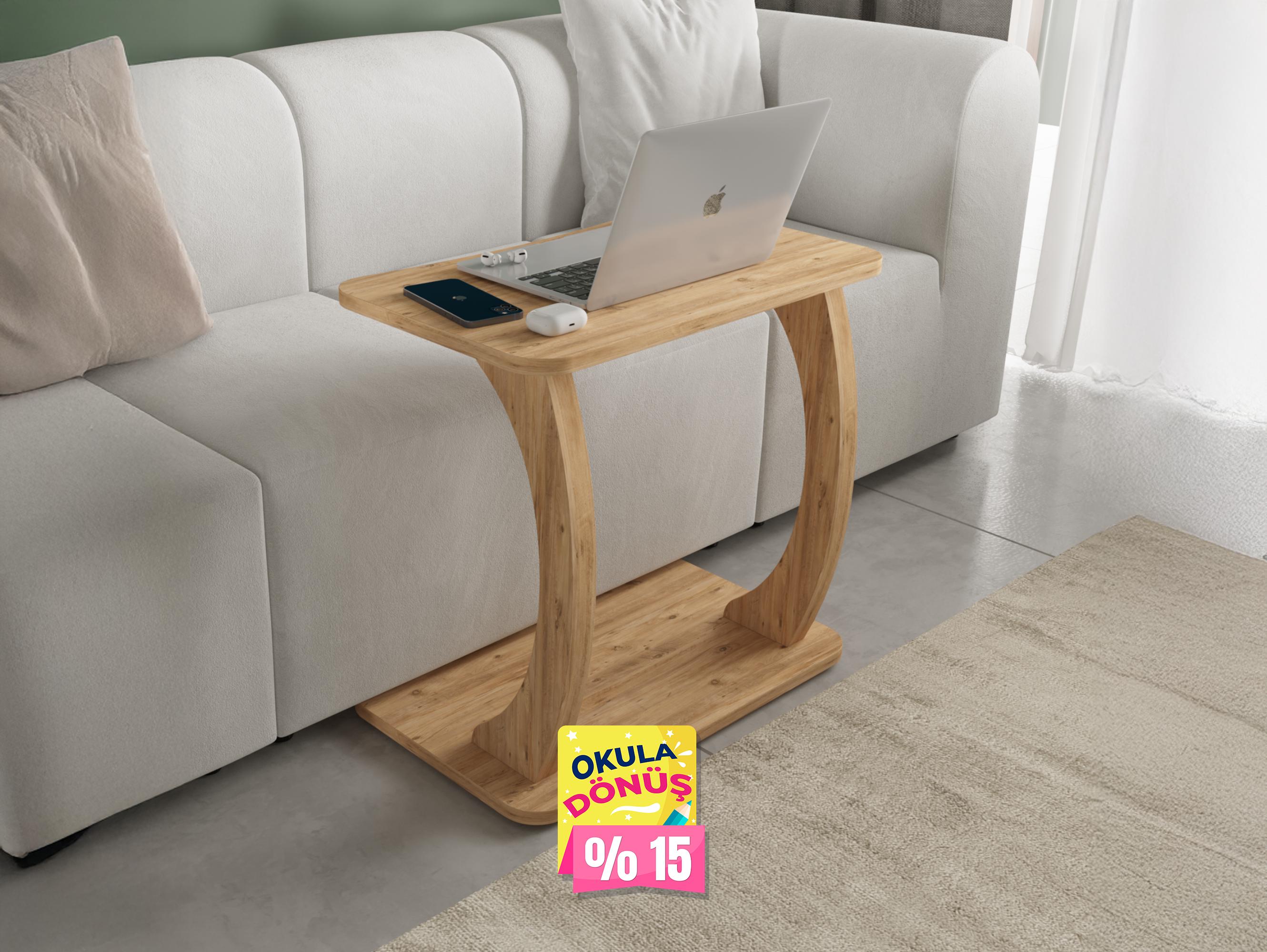 DESK Çalışma Sehpası | Laptop Sehpası | Çift Ayaklı Geniş Yüzey - Çam