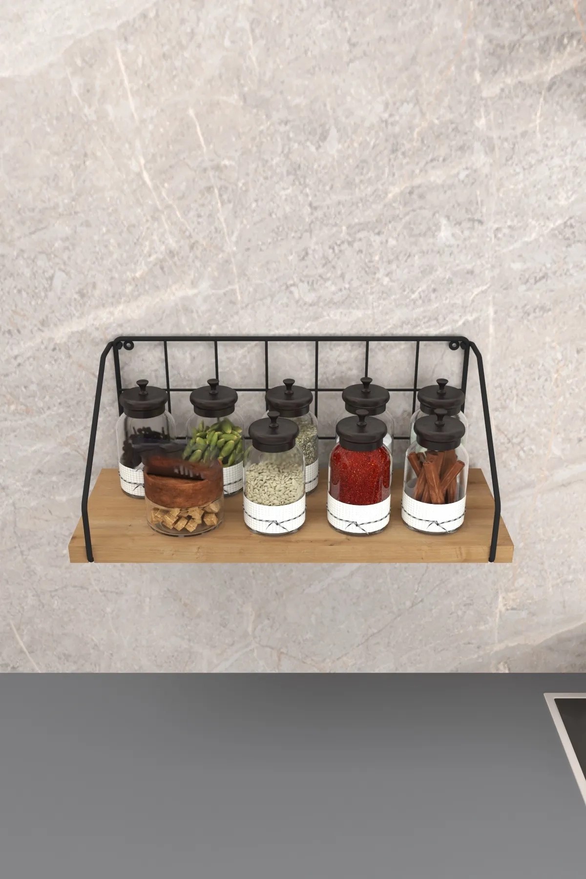 MİTA | Metal Duvar Rafı | Dekoratif Duvar Rafı | Mutfak Banyo Rafı