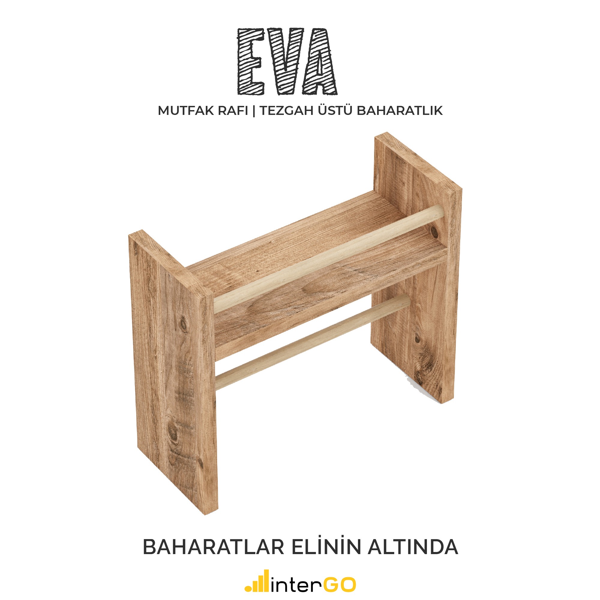 EVA | Mutfak Rafı | Baharatlık | Rulo Havlu Takılabilir | Tezgah Üstü