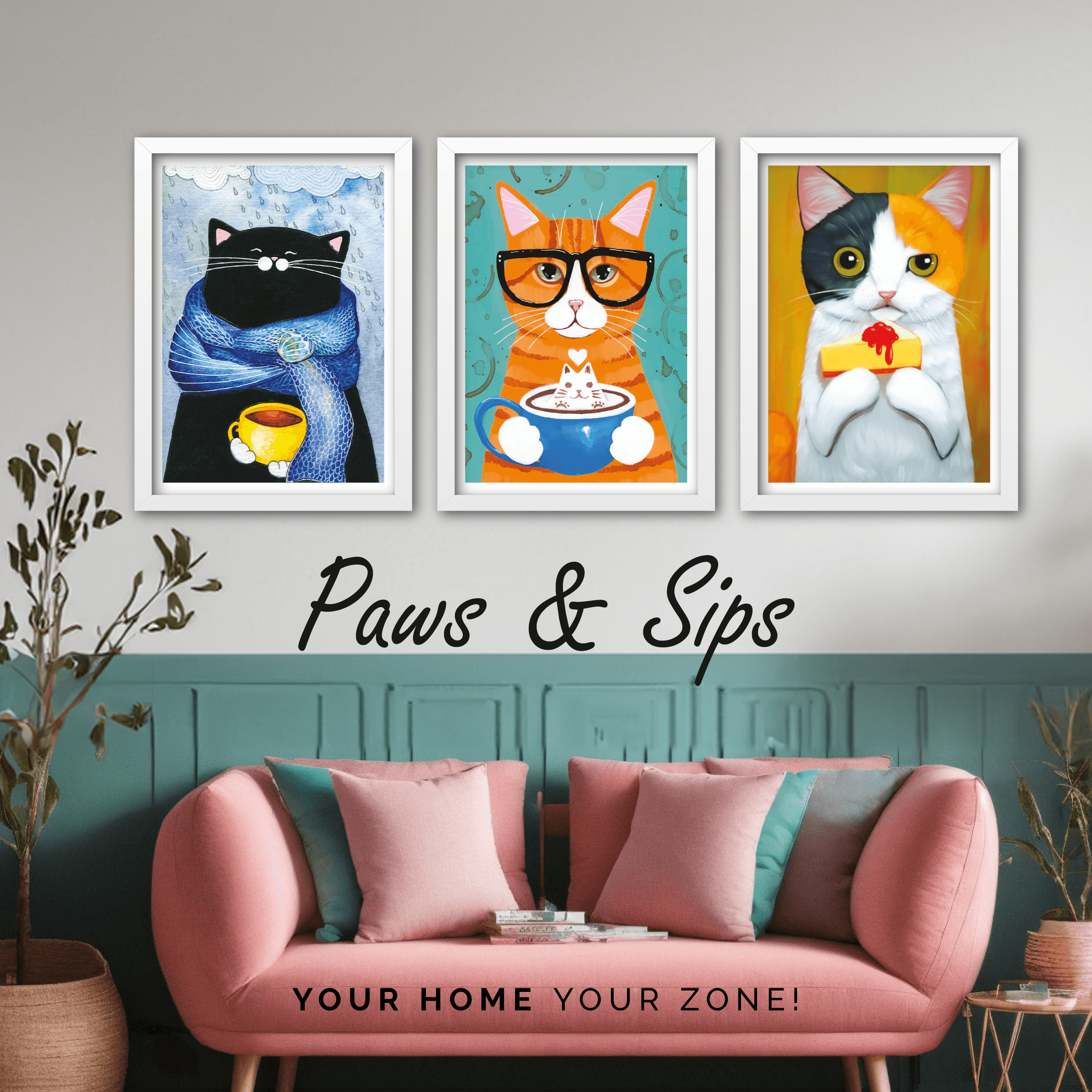 PAWS & SİPS | MDF Tablo | Duvar Tablosu