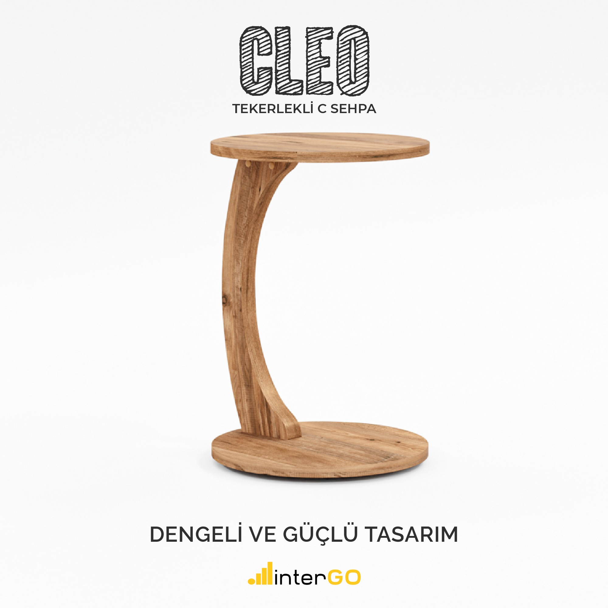 CLEO - Tekerlekli C Yan Sehpa - Atlantik Çam