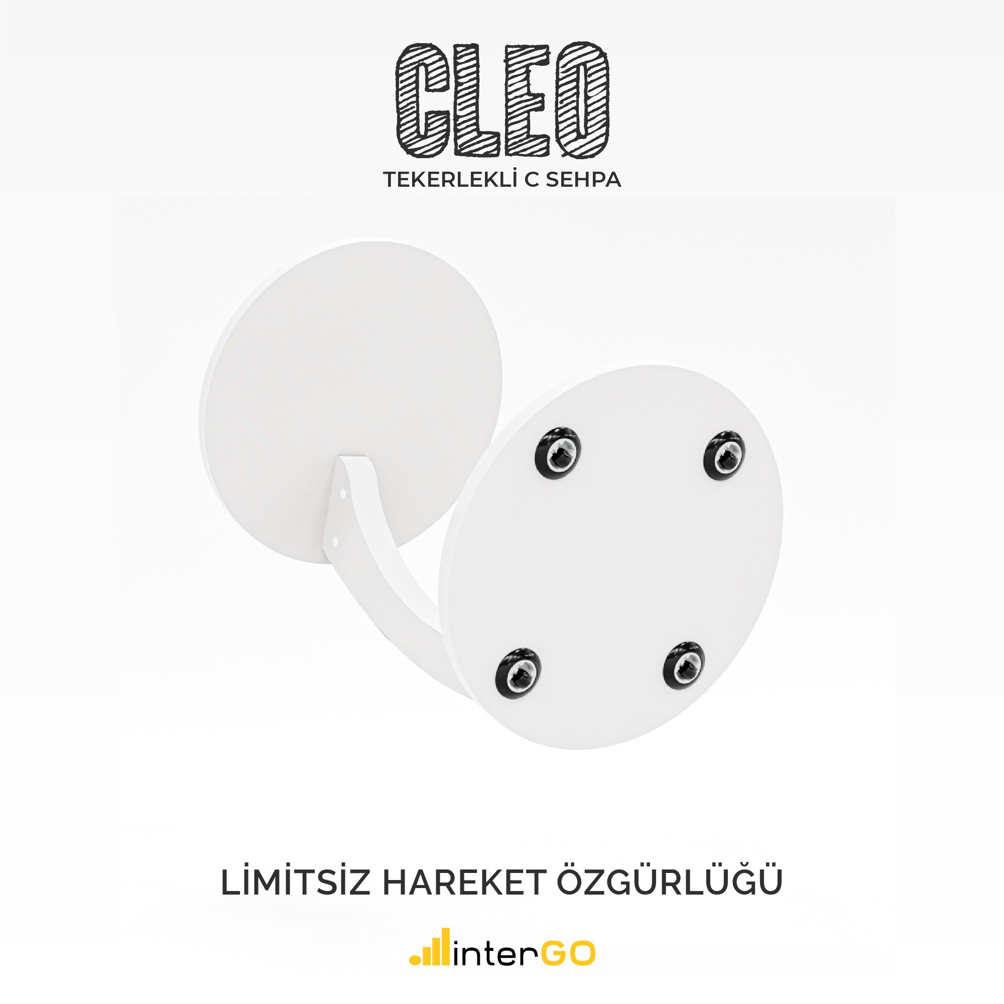 CLEO - Tekerlekli C Yan Sehpa - Beyaz
