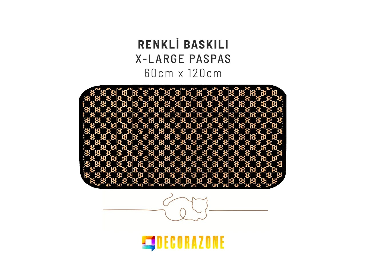 RİGA Baskılı XL Kedi Kumu Paspası | Elekli Kedi Tuvalet Önü Paspası | Renkli Kedi Paspası