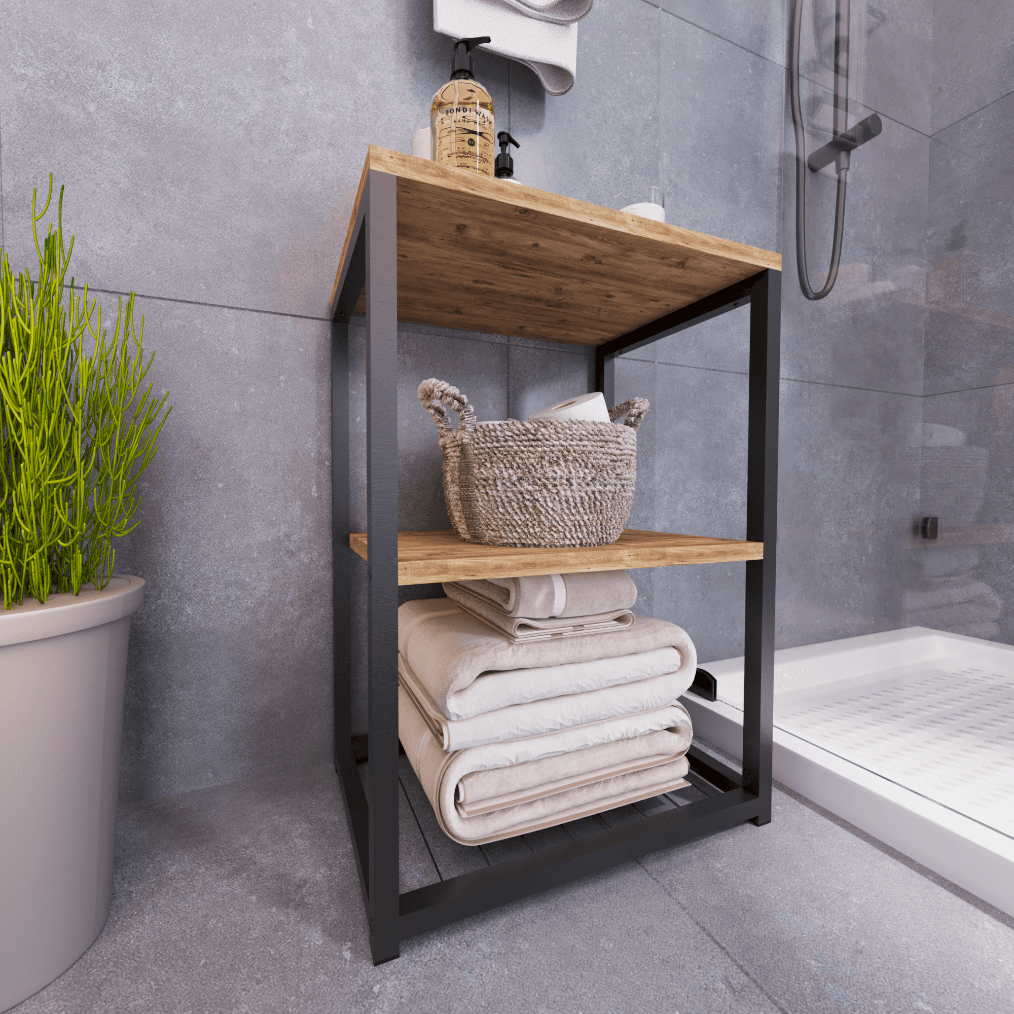 BRİDA Banyo Rafı Ahşap Raflı Çok Amaçlı Organizer