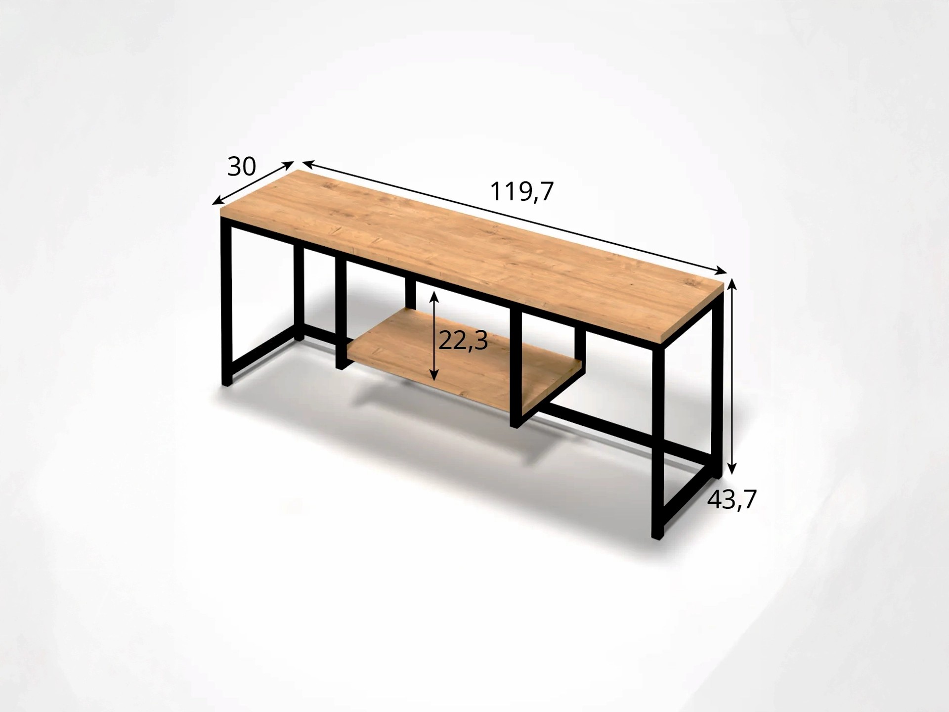 META Metal Tv Sehpası 120 cm | Raflı Tv Ünitesi - Siyah