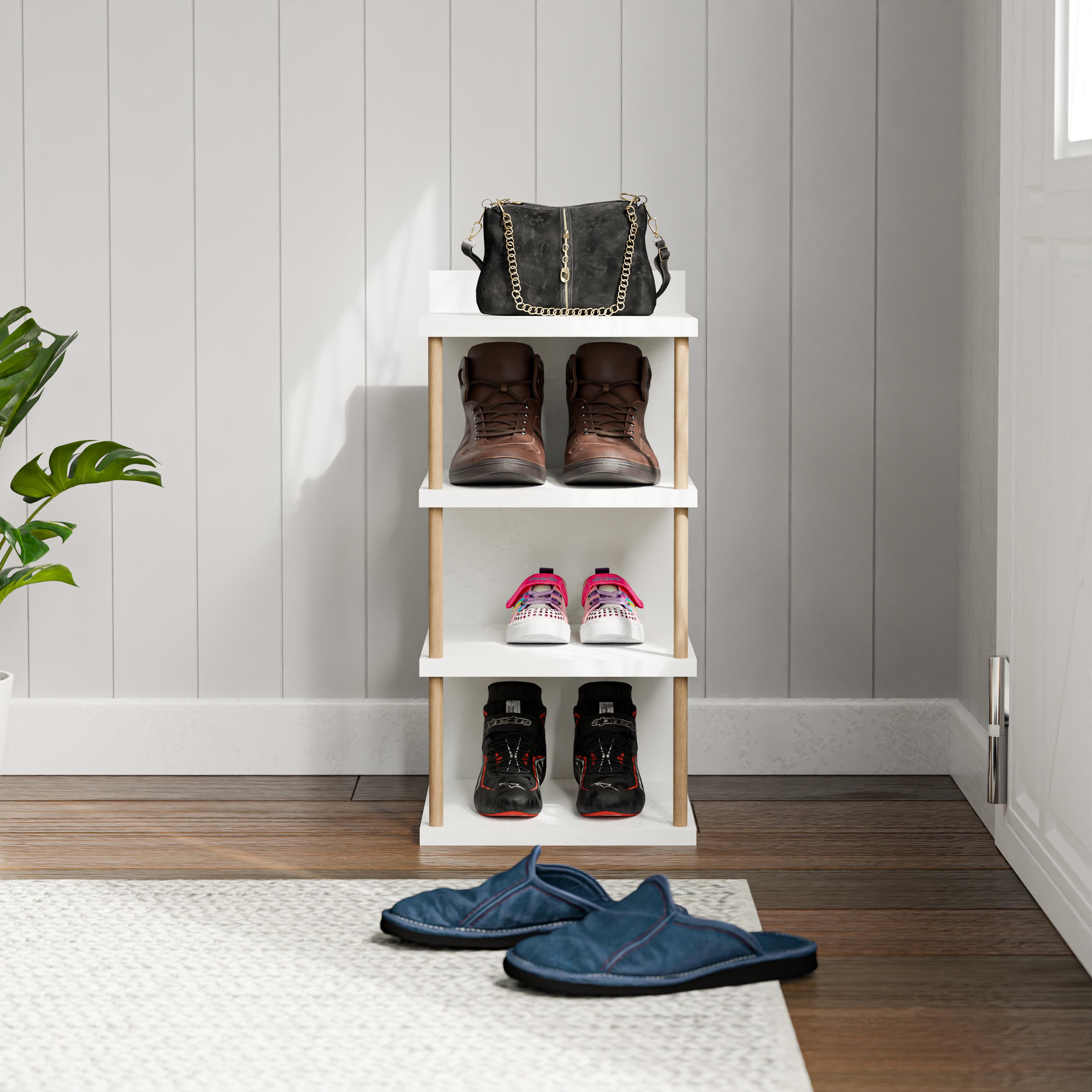 Çok Amaçlı 4 Raflı Ayakkabılık, Banyo, Mutfak Düzenleyici Organizer - Beyaz