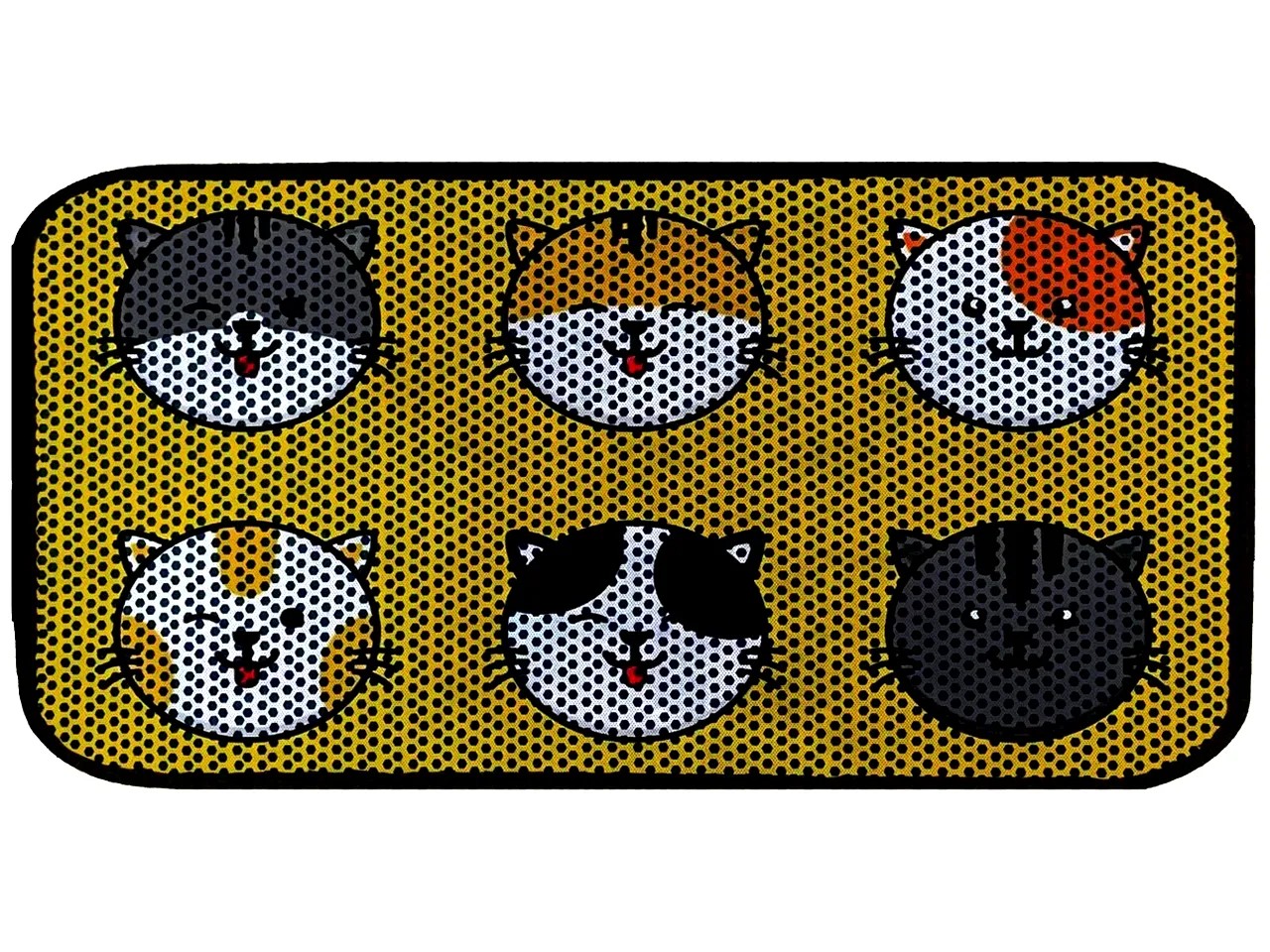 RİGA Baskılı XL Kedi Kumu Paspası | Elekli Kedi Tuvalet Önü Paspası | Renkli Kedi Paspası - Yellow