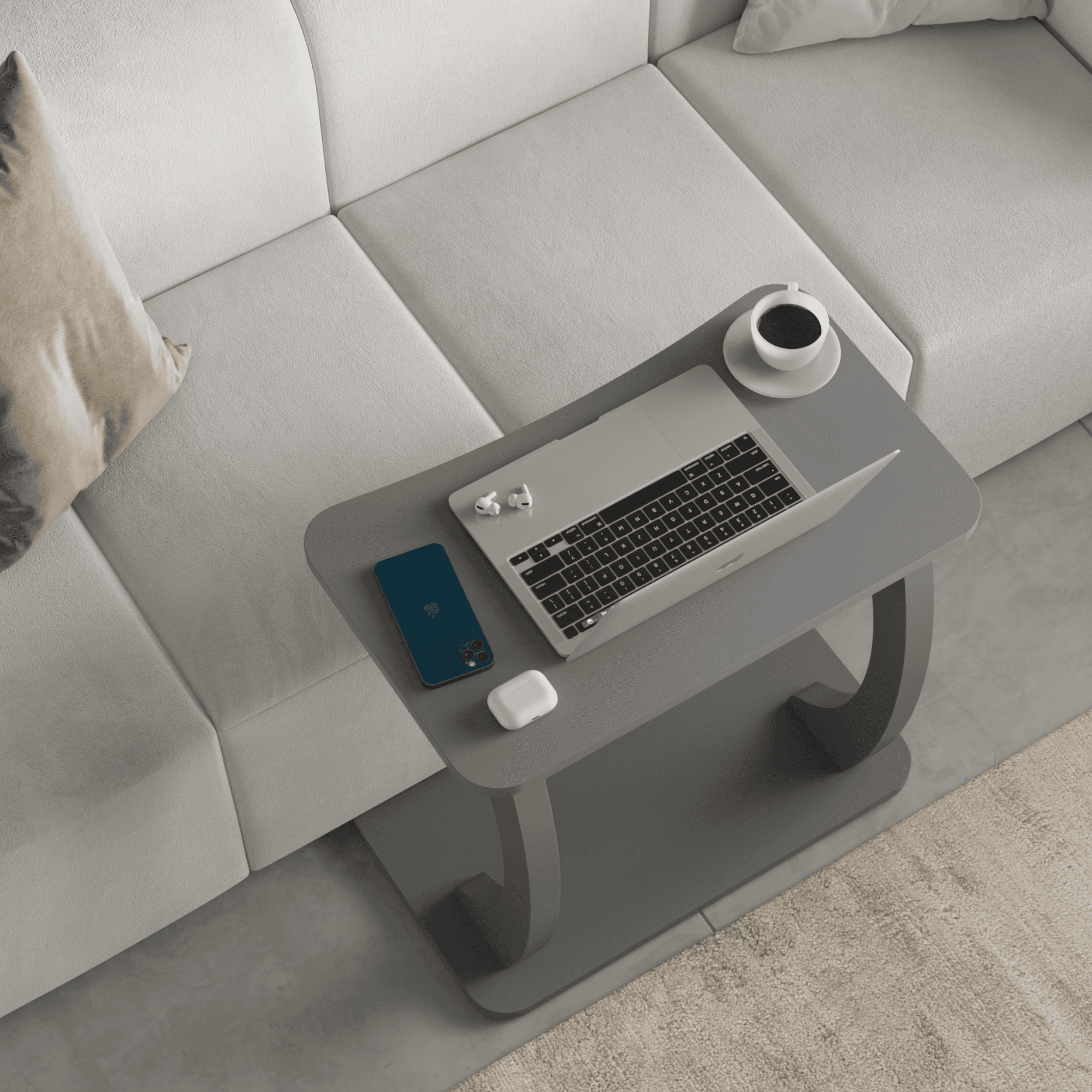 DESK | Laptop Sehpası | Çift Ayaklı C Sehpa - Antrasit