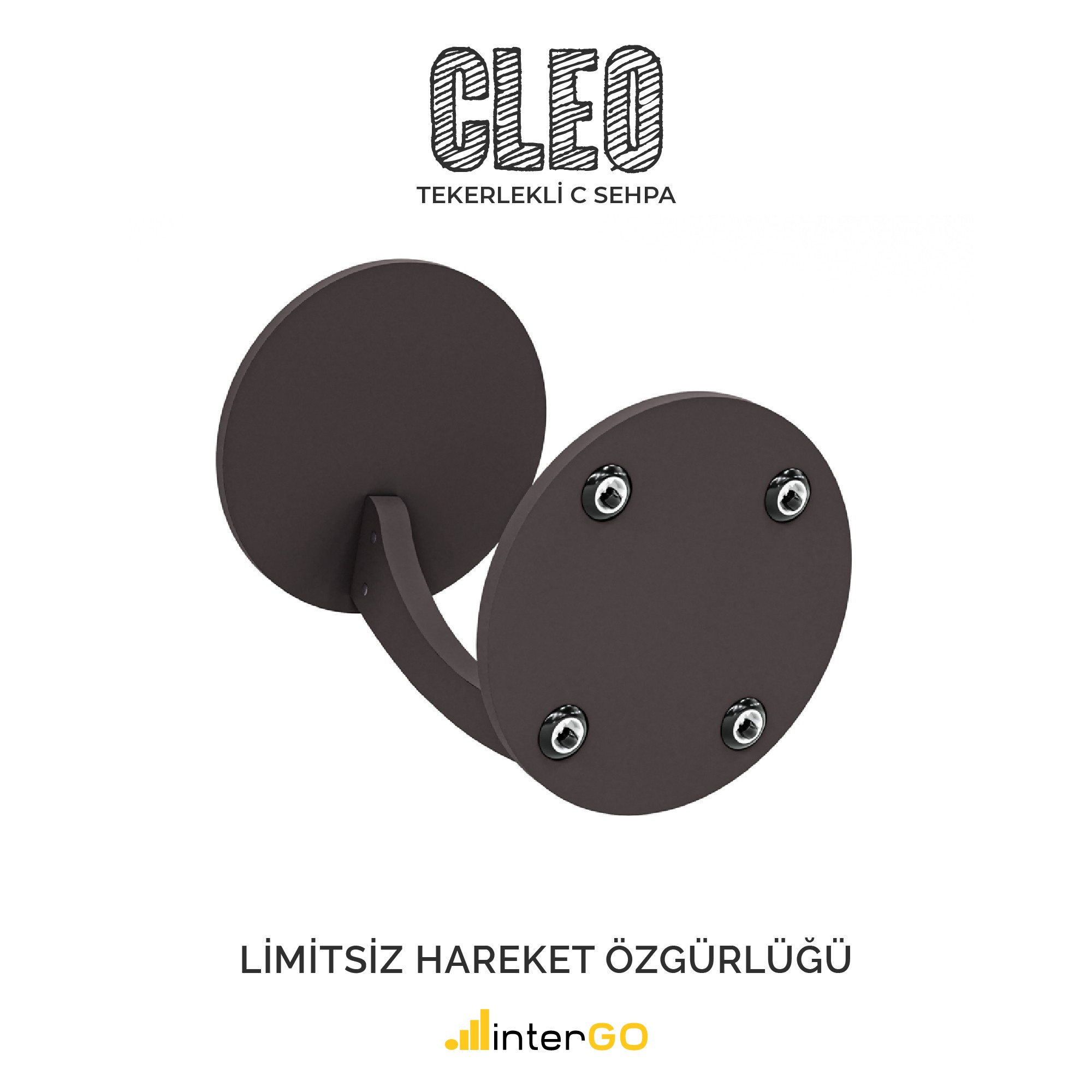 CLEO - Tekerlekli C Yan Sehpa - Antrasit Gri