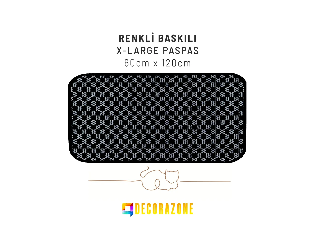 RİGA Baskılı XL Kedi Kumu Paspası | Elekli Kedi Tuvalet Önü Paspası | Renkli Kedi Paspası - DamaGrey