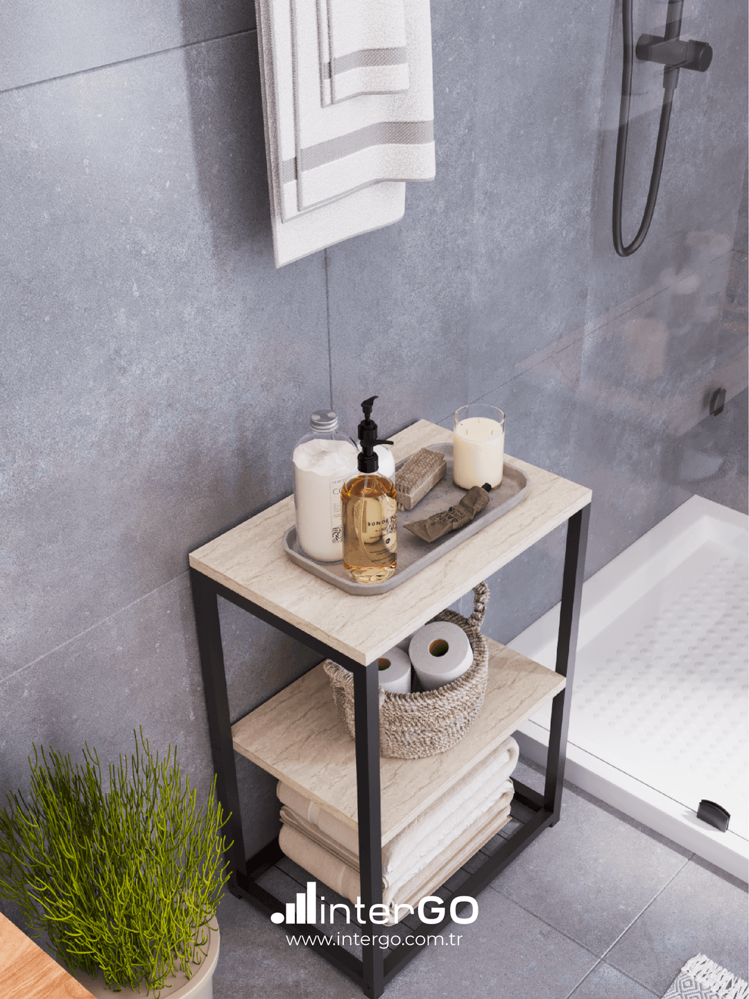 BRİDA | Banyo Dolabı Organizer | Ahşap Raflı