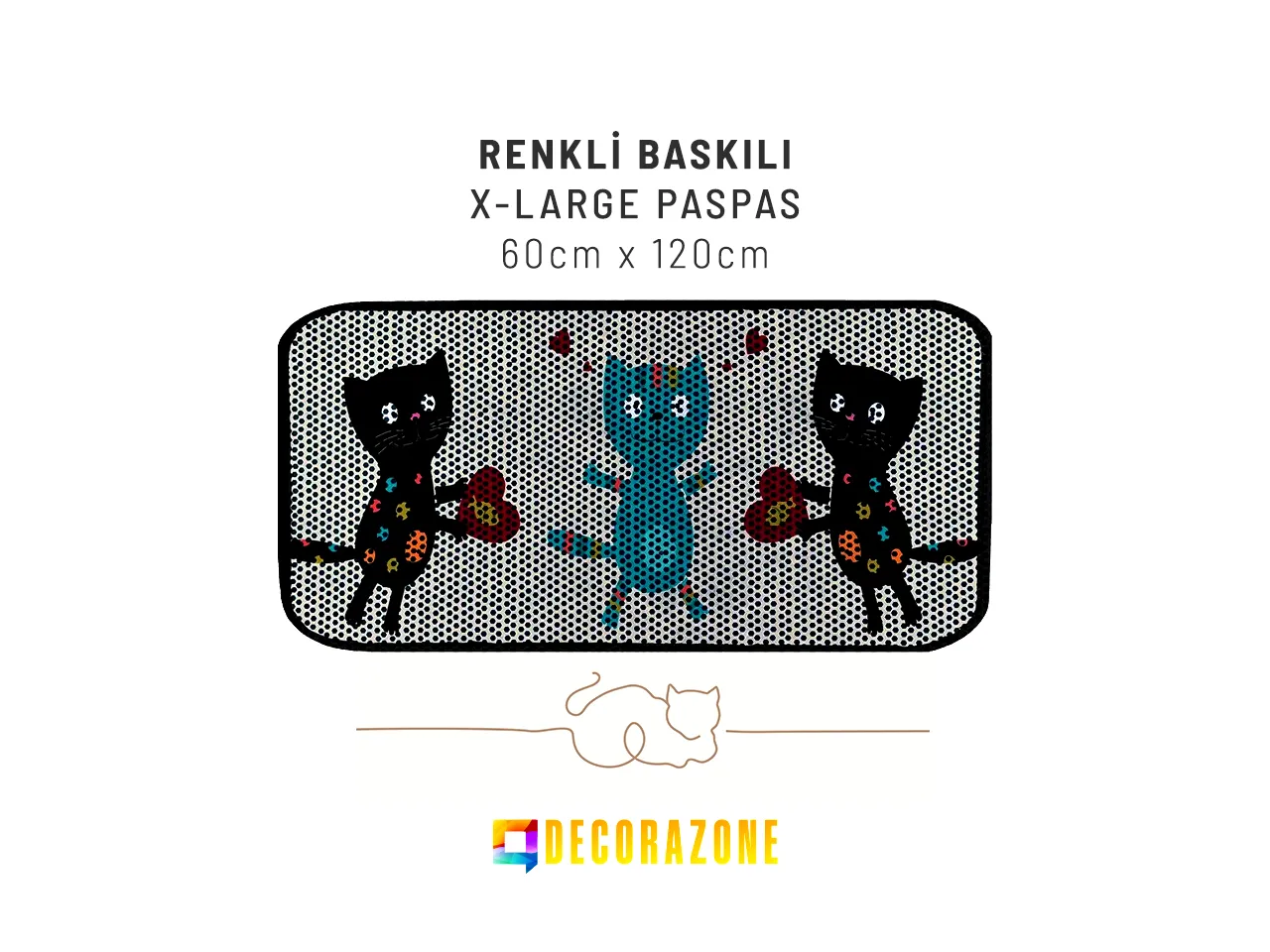 RİGA Baskılı XL Kedi Kumu Paspası | Elekli Kedi Tuvalet Önü Paspası | Renkli Kedi Paspası - TriaFriends