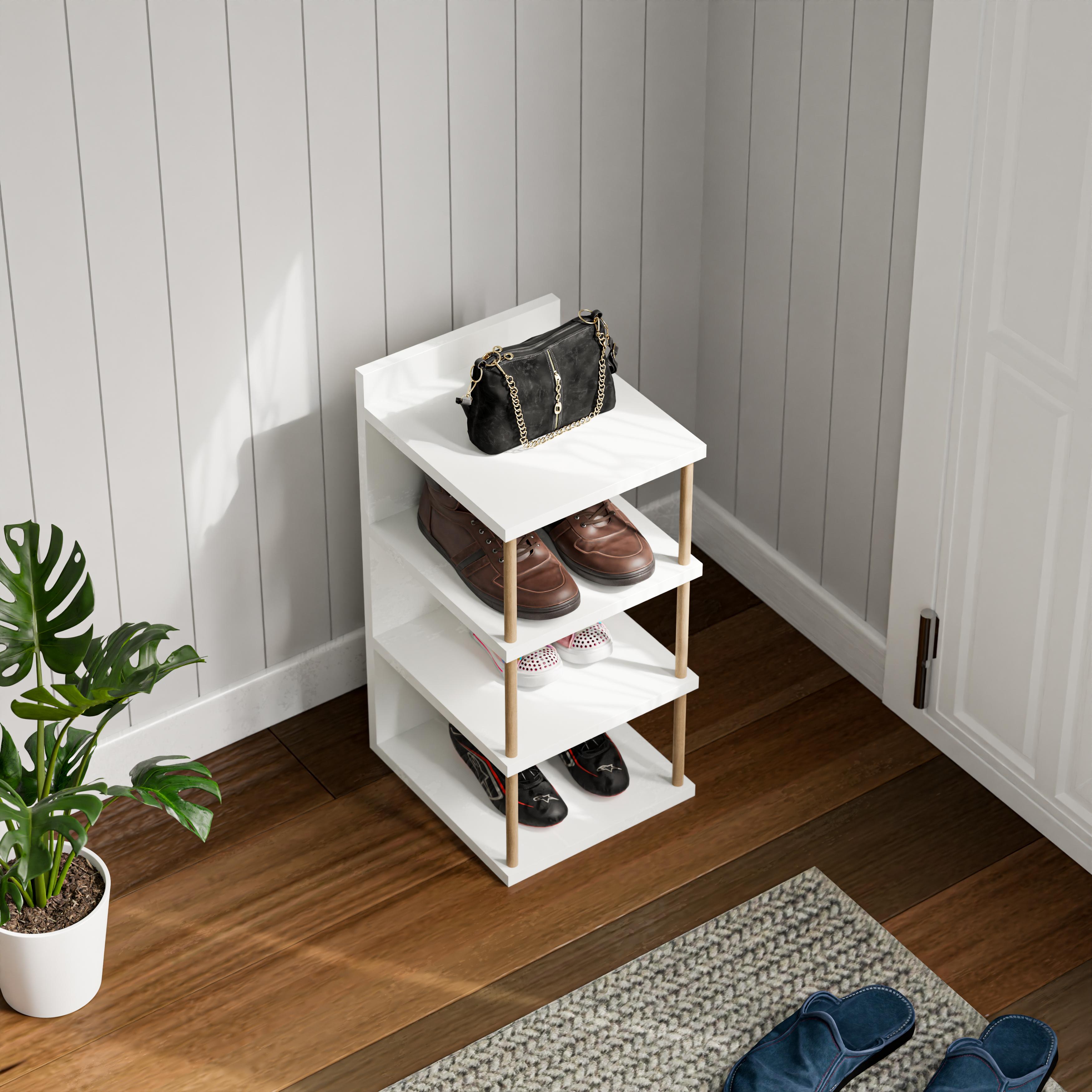 Çok Amaçlı 4 Raflı Ayakkabılık, Banyo, Mutfak Düzenleyici Organizer - Beyaz