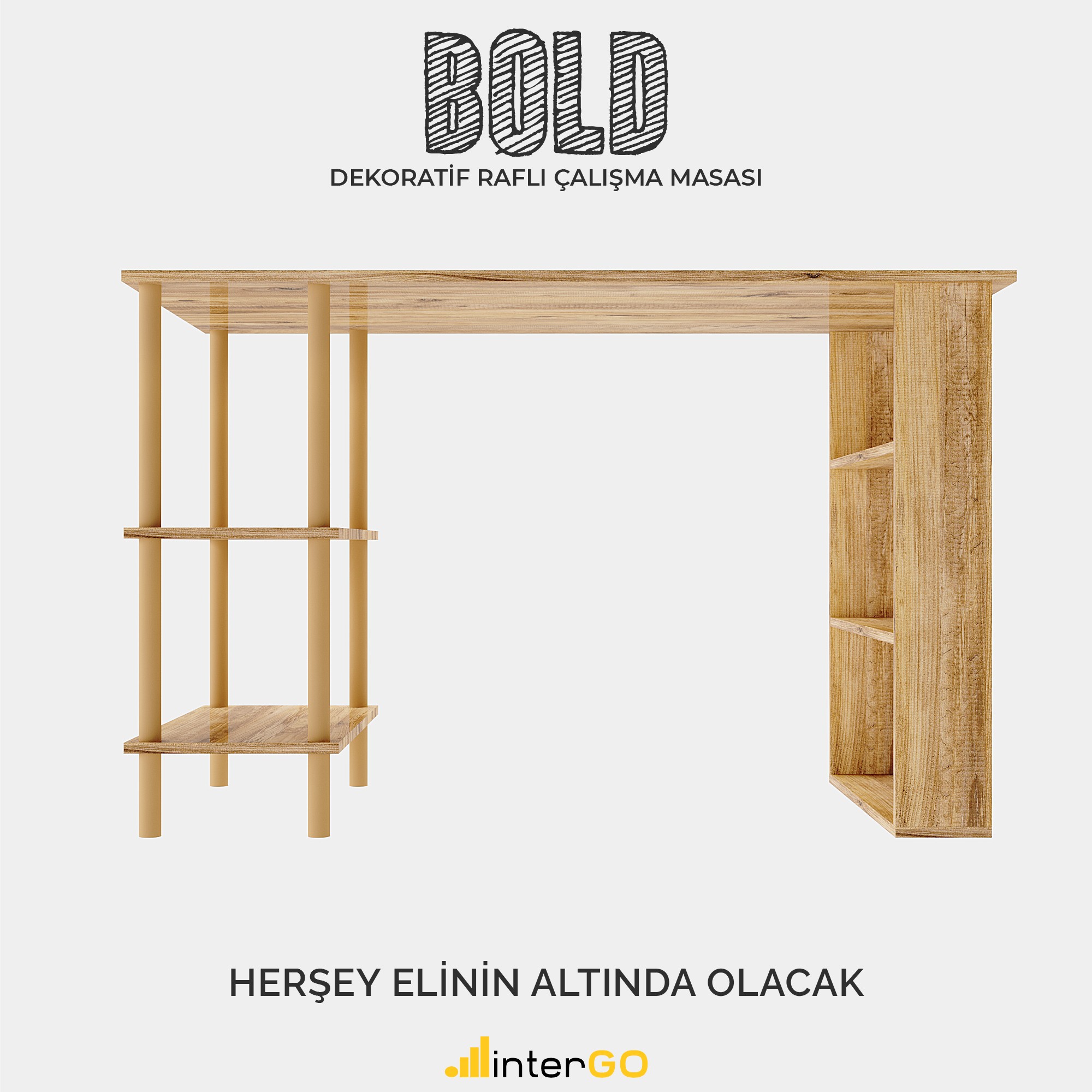 BOLD | Raflı Çalışma Masası - Atlantik Çam
