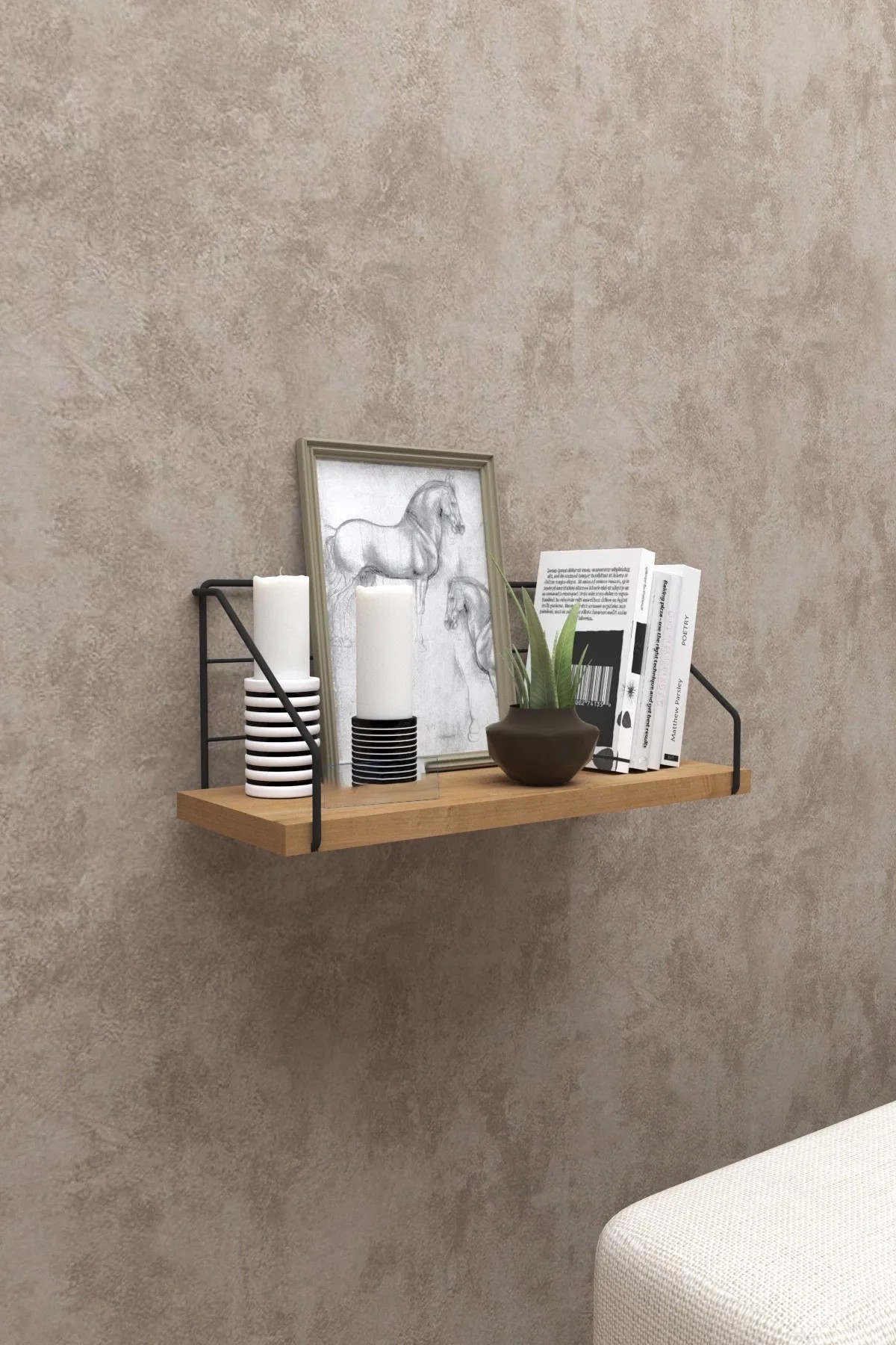 MİTA | Metal Duvar Rafı | Dekoratif Duvar Rafı | Mutfak Banyo Rafı