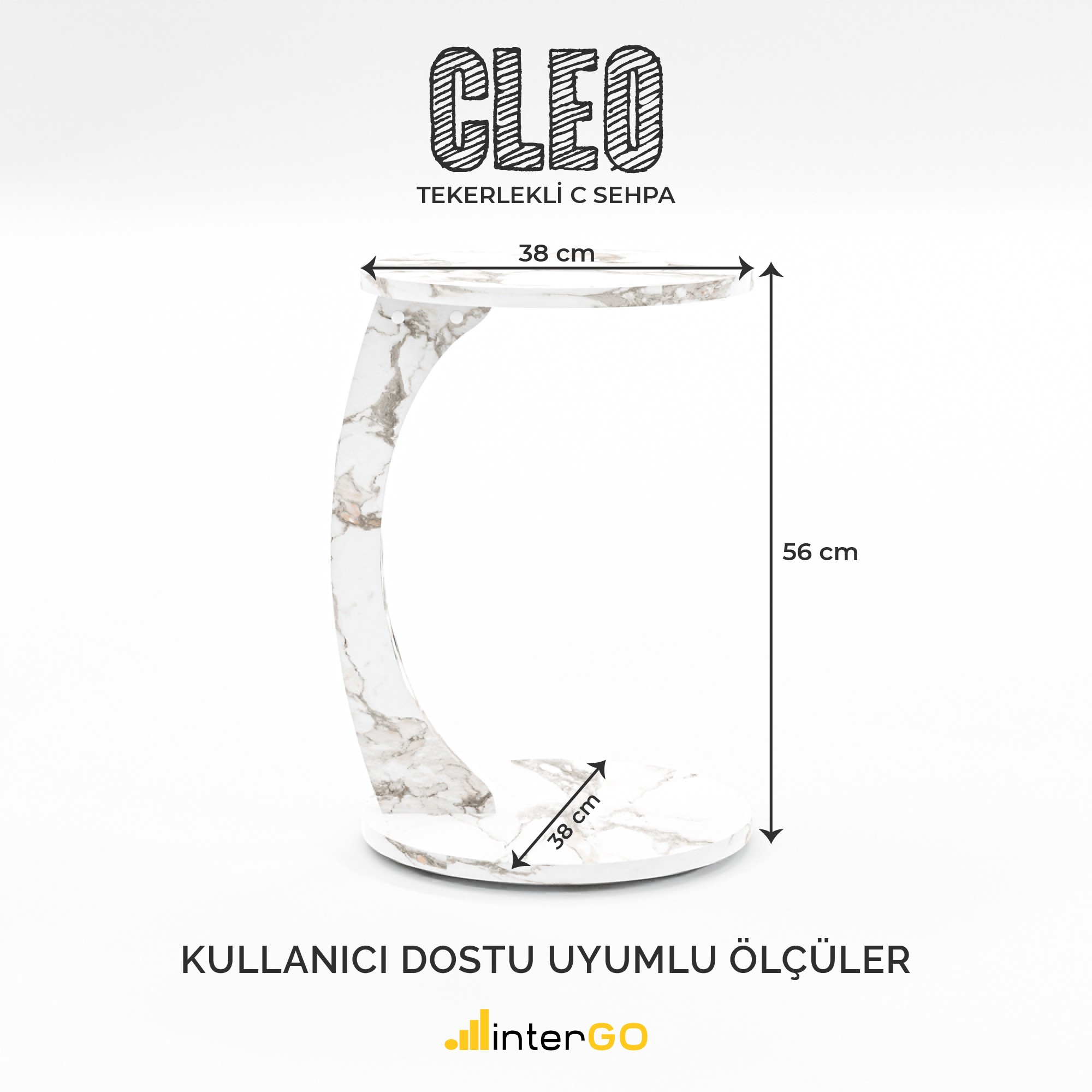 CLEO - Tekerlekli C Yan Sehpa - Efes