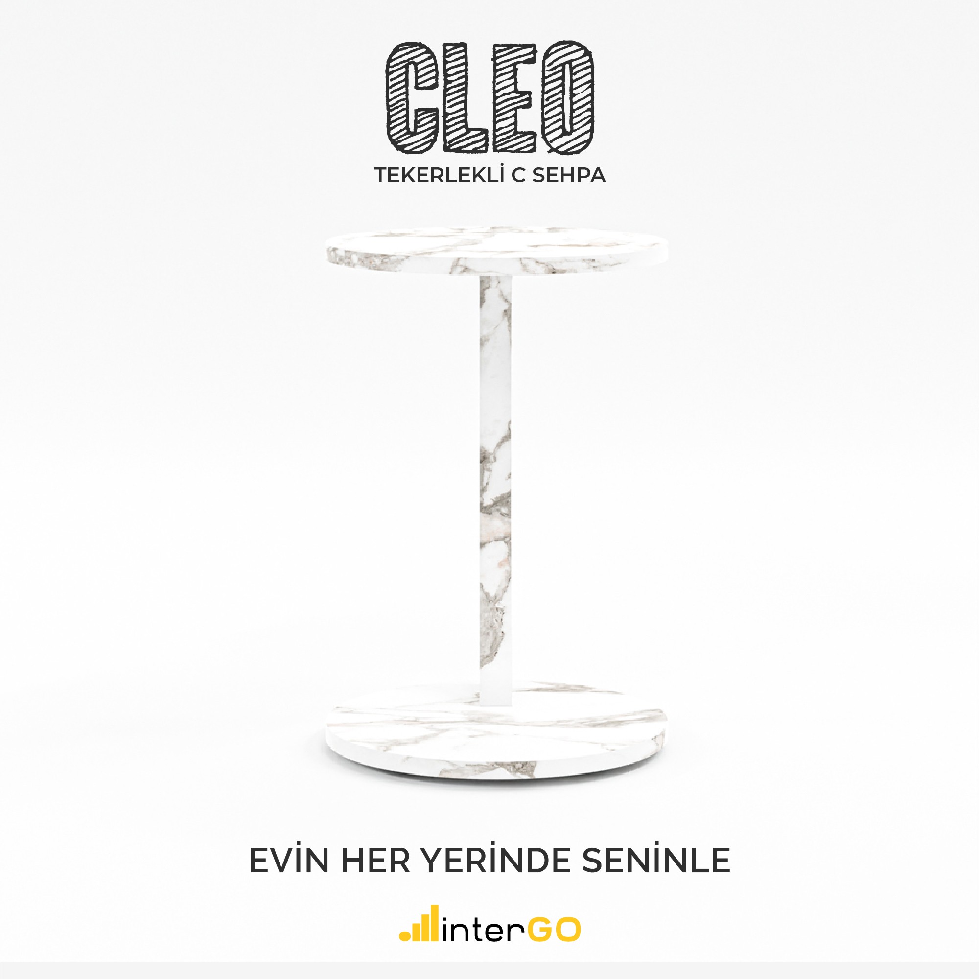 CLEO - Tekerlekli C Yan Sehpa - Efes