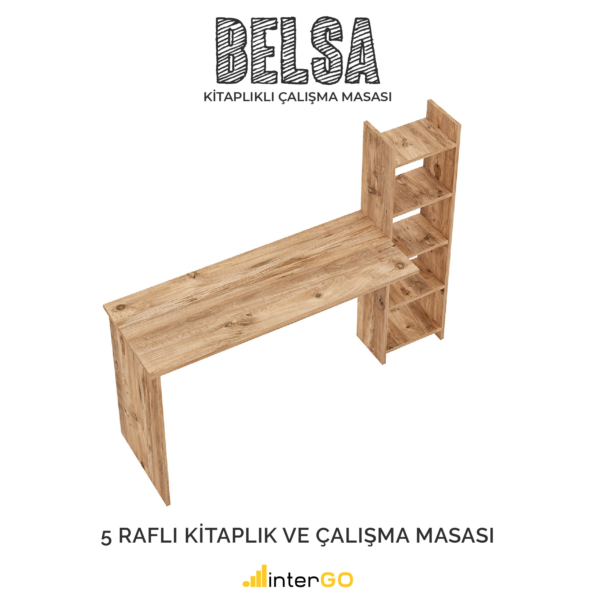 BELSA | Kitaplıklı Çalışma Masası - Atlantik Çam
