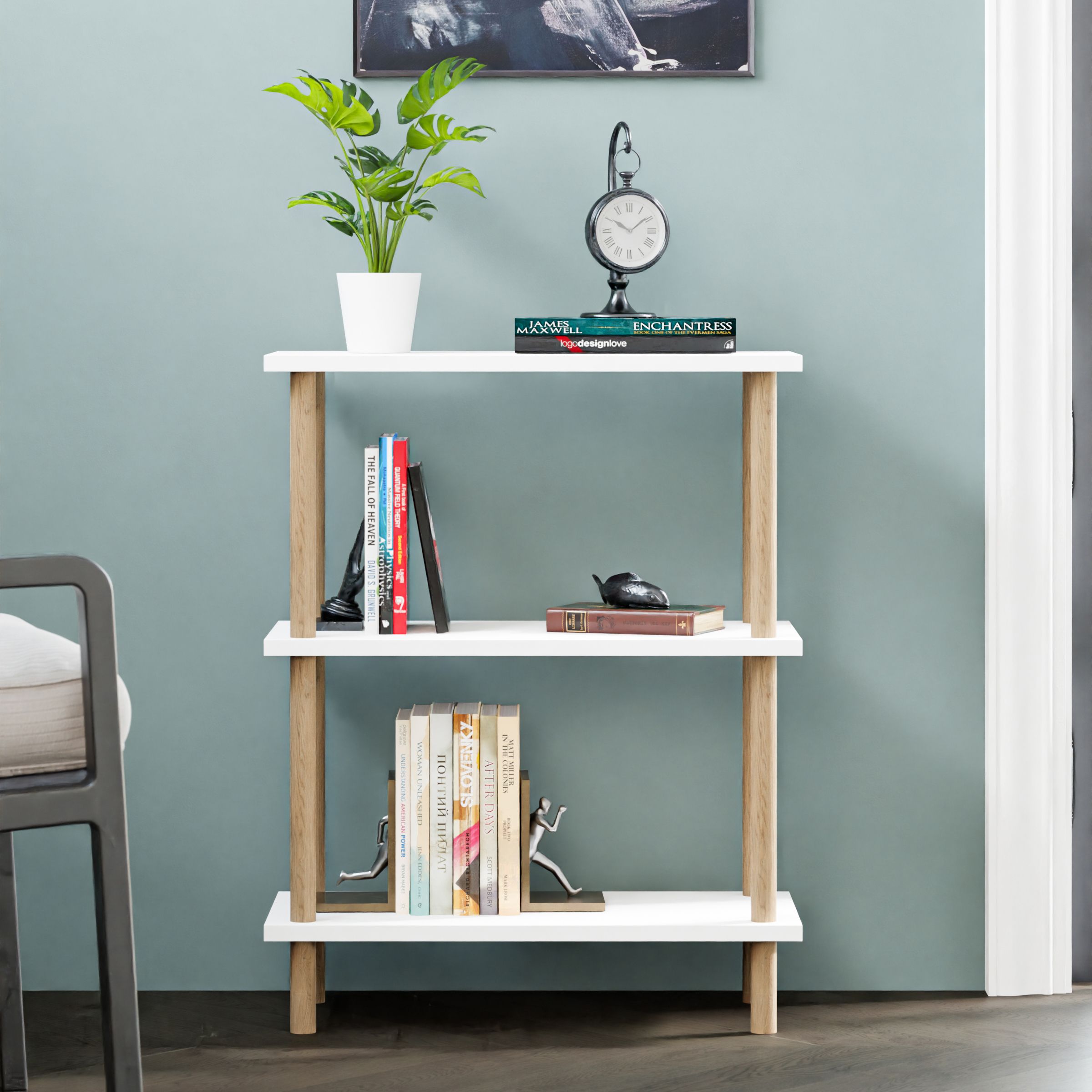 BUKİ | Minimal Kitaplık | 3 Raflı - Organizer - Beyaz