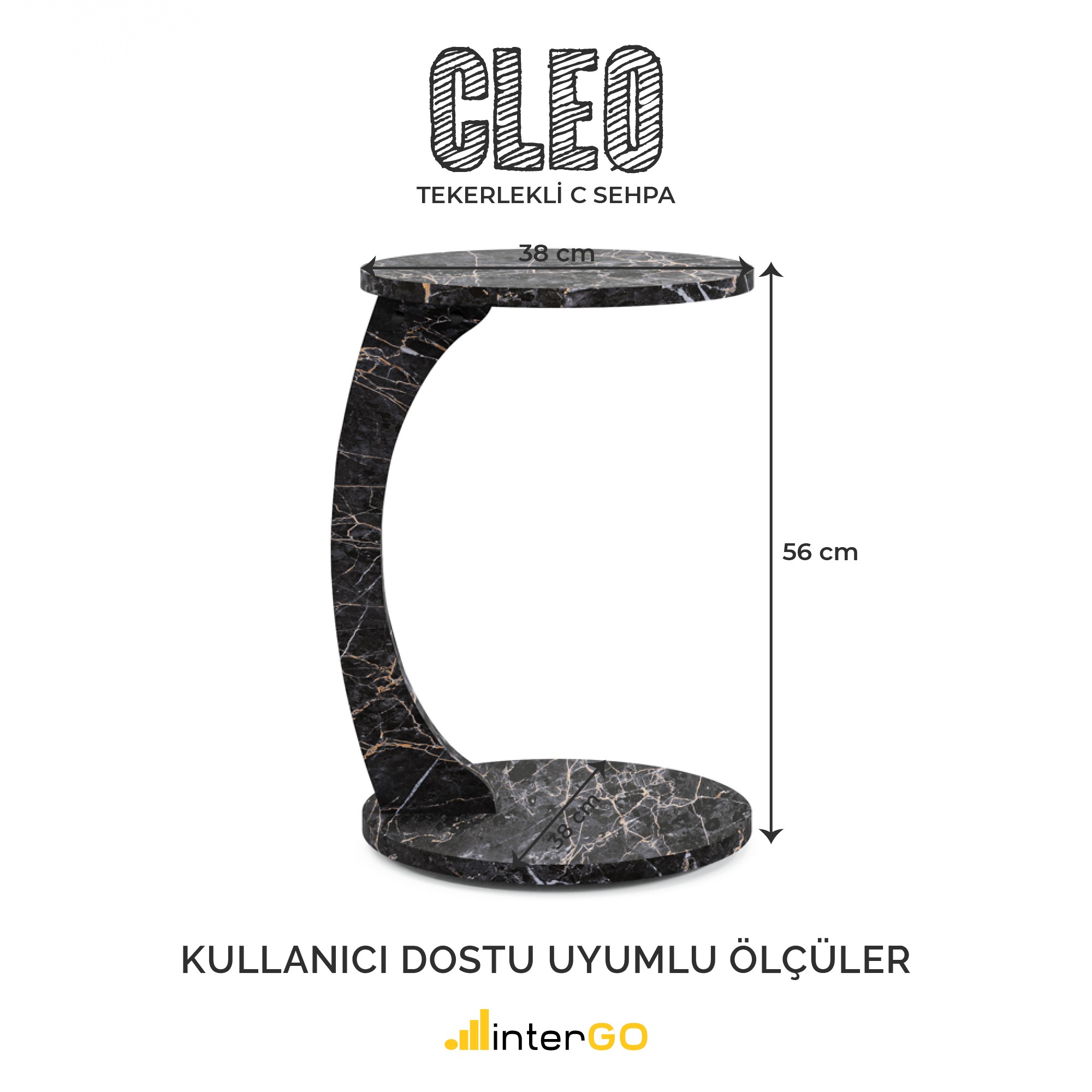 CLEO - Tekerlekli C Yan Sehpa - Bendir