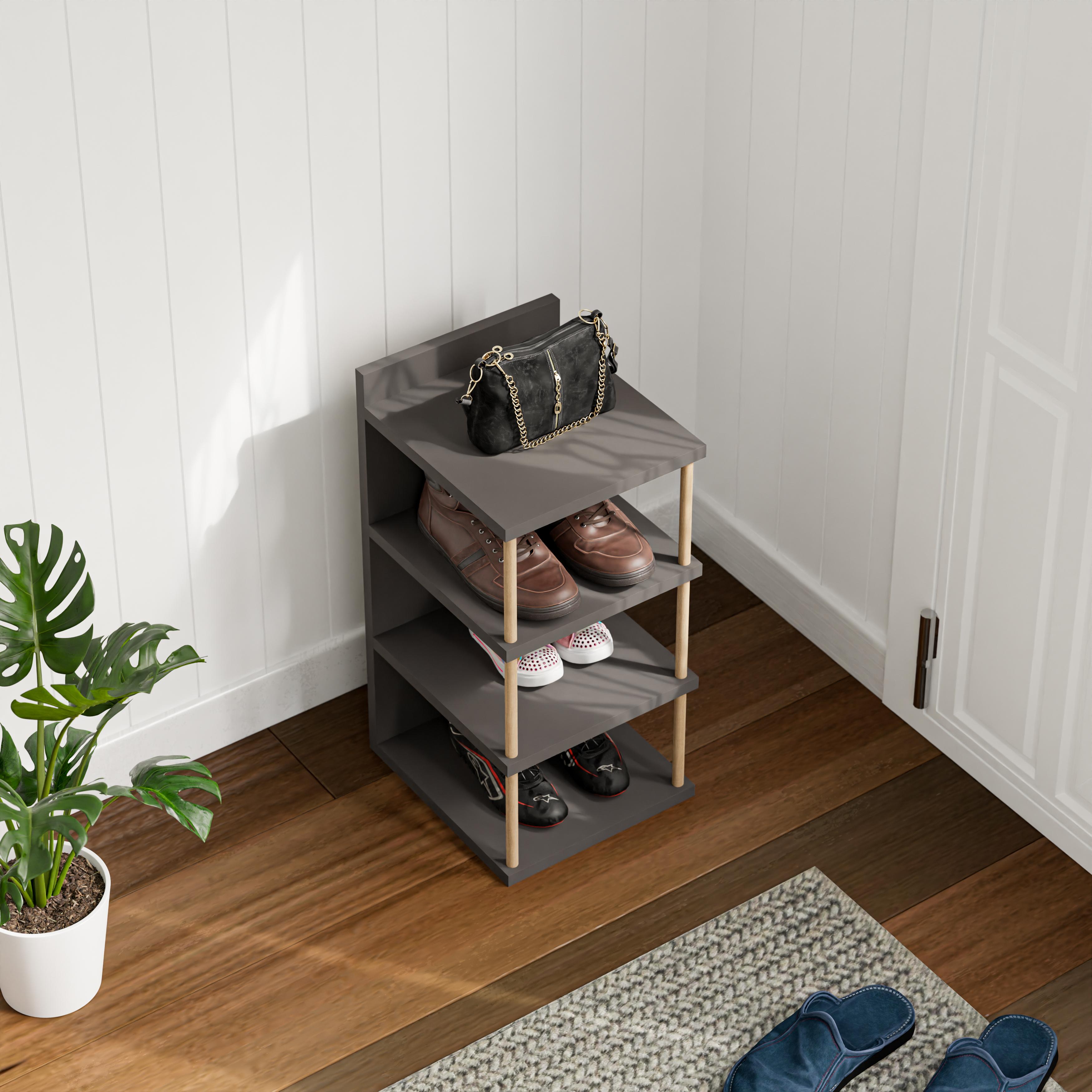 Çok Amaçlı 4 Raflı Ayakkabılık, Banyo, Mutfak Düzenleyici Organizer - Antrasit Gri