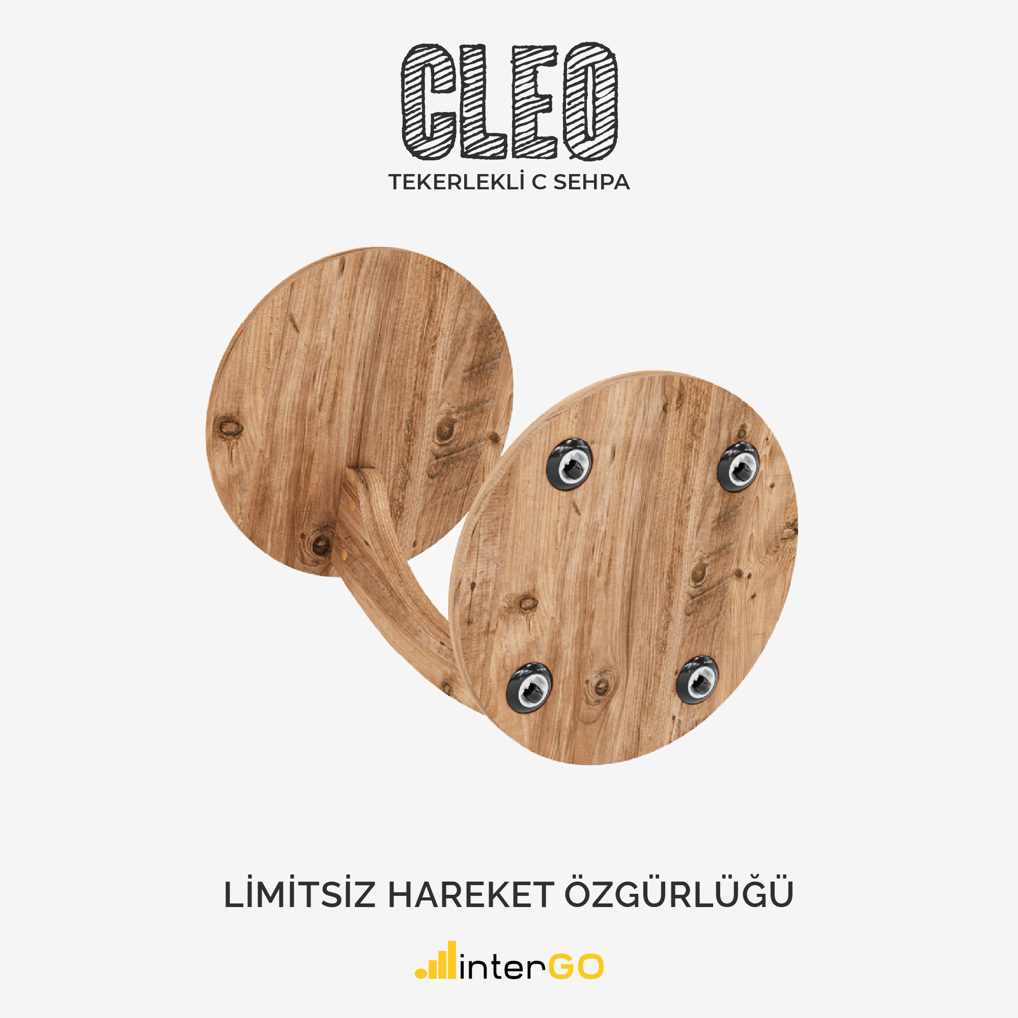 CLEO - Tekerlekli C Yan Sehpa - Atlantik Çam