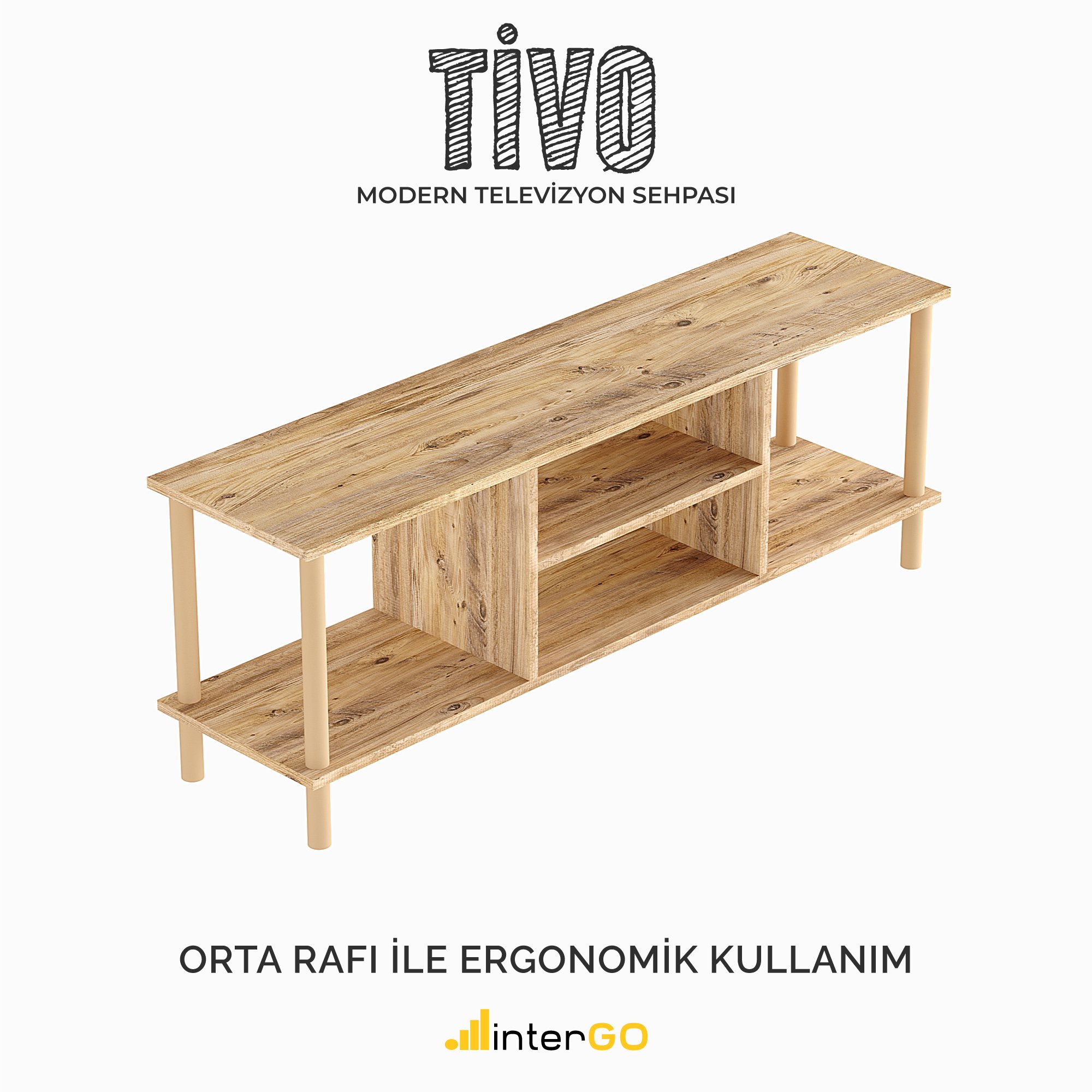 TİVO | Modern Televizyon Sehpası | Raflı