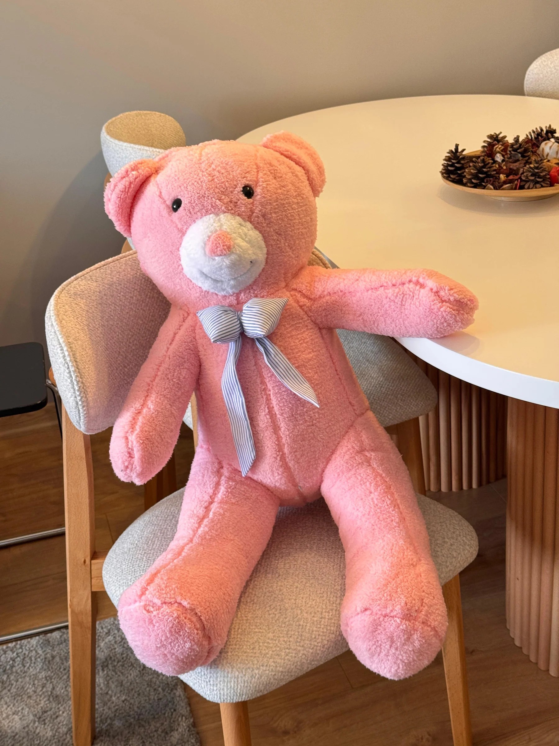 PAPİ | Papyonlu Pembe Büyük Peluş Ayıcık | 80cm
