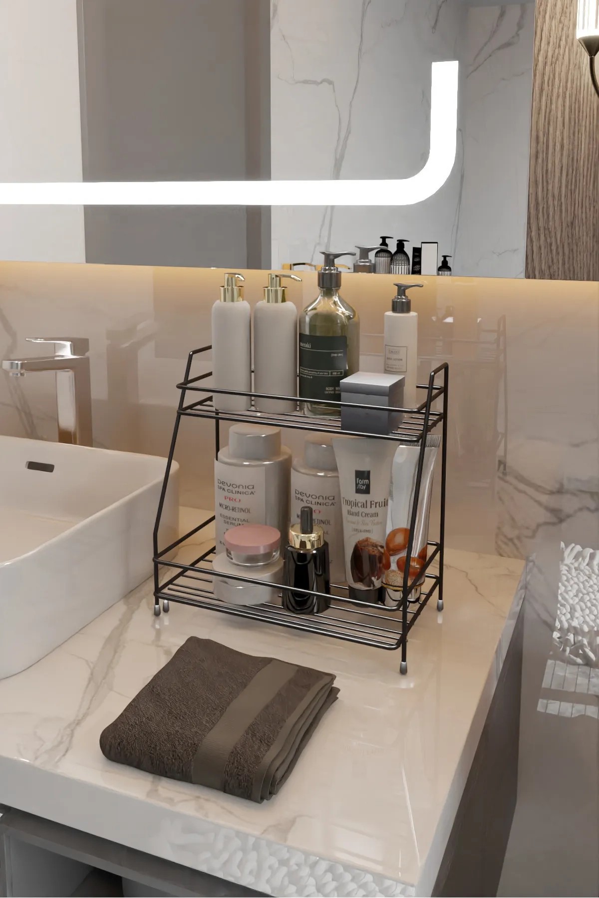 MORİ | Baharatlık Mutfak Rafı | Banyo Rafı | Tezgah Üstü Düzenleyici - Siyah