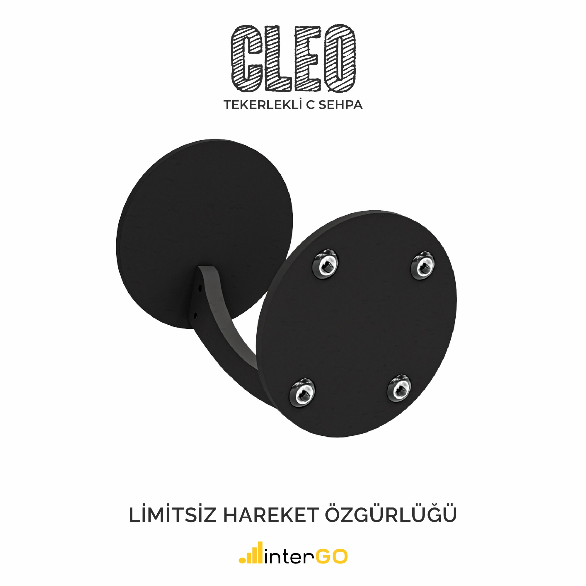 CLEO - Tekerlekli C Yan Sehpa - Siyah